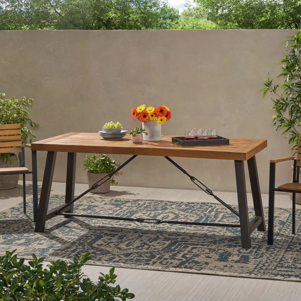 Catriona Dining Table Teak Acacia Wood Kitchen Table Modern Design nh-gardenpara