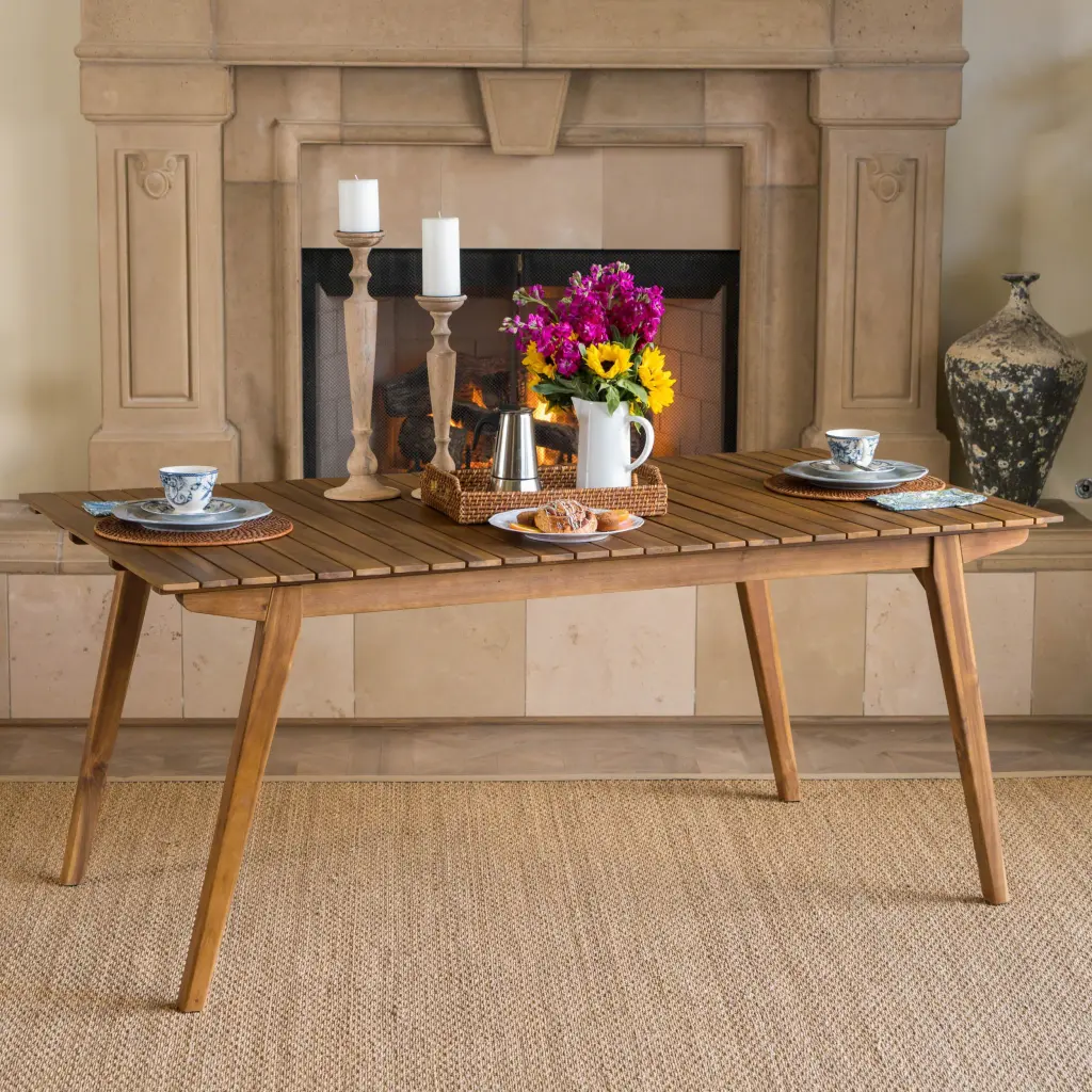 Outdoor 69 Inch Solid Wood Dining Table Teak Acacia nh-gardenpara