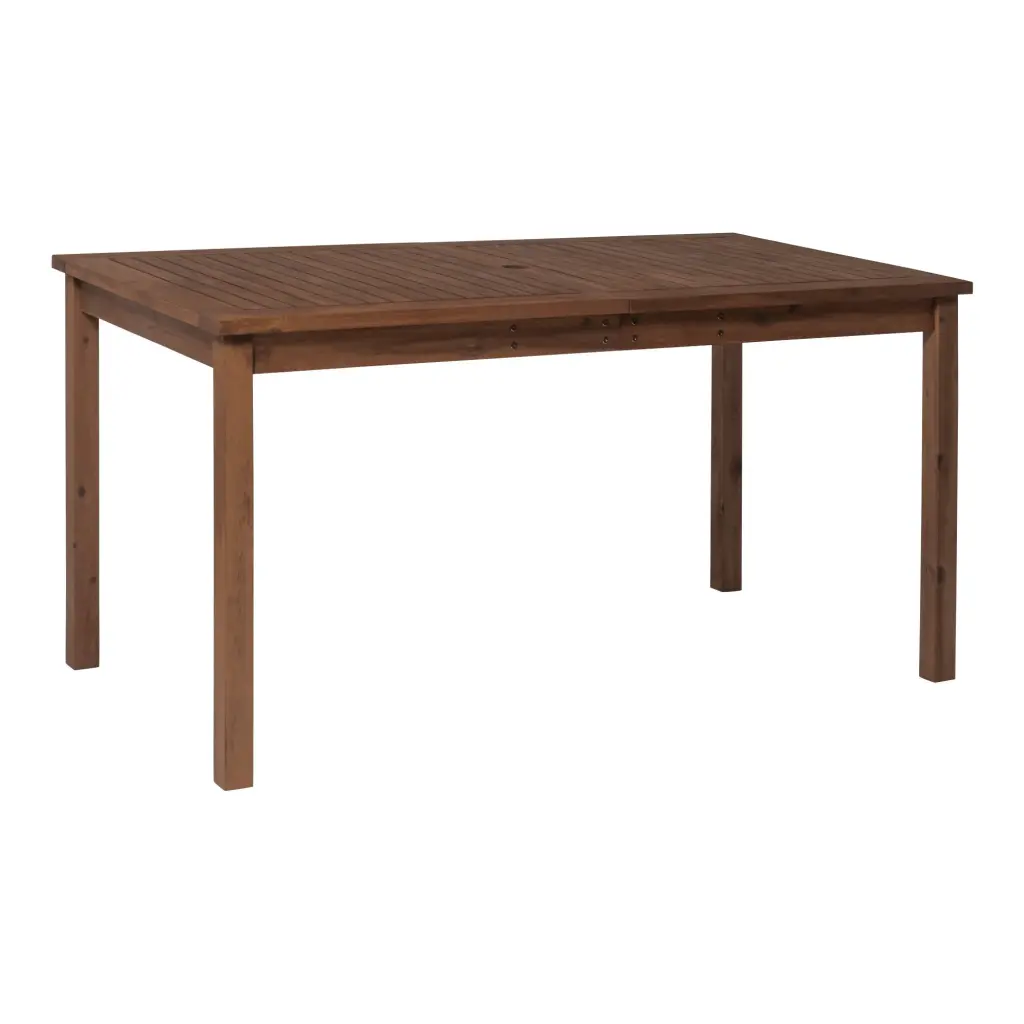 Contemporary Dark Brown Acacia Wood Outdoor Dining Table Slat Top Patio Furniture walker edison