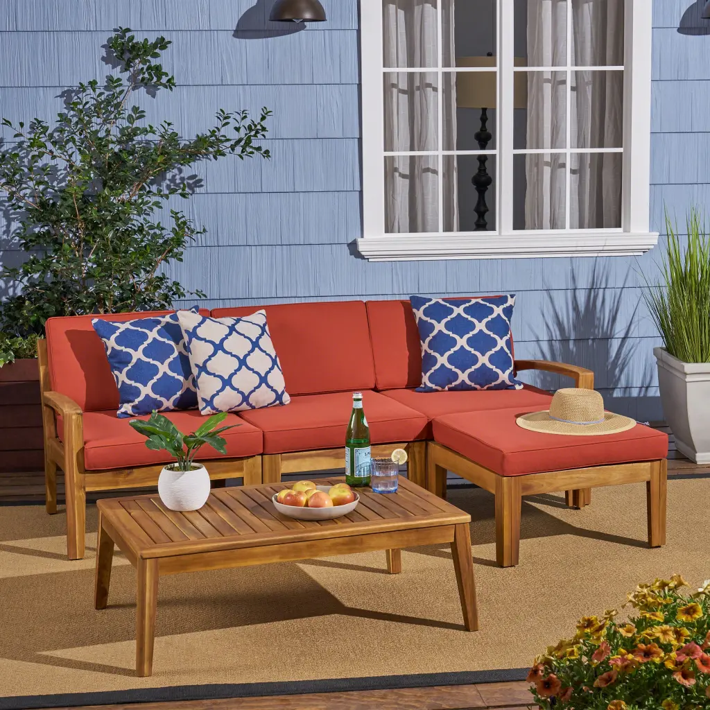 Grenada L Influence Red Acacia Wood Bench Outdoor or Indoor Use nh-gardenpara