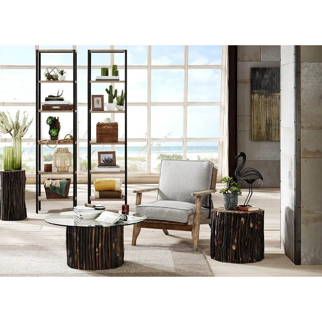 Malibu Accent Chair Grey Solid Wood Living Room Decor jla