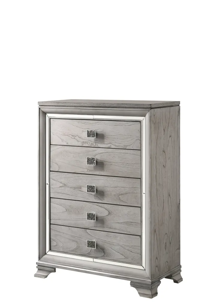 Vail Chest Gray Wood Storage Bedroom Or Living Room crown mark inc