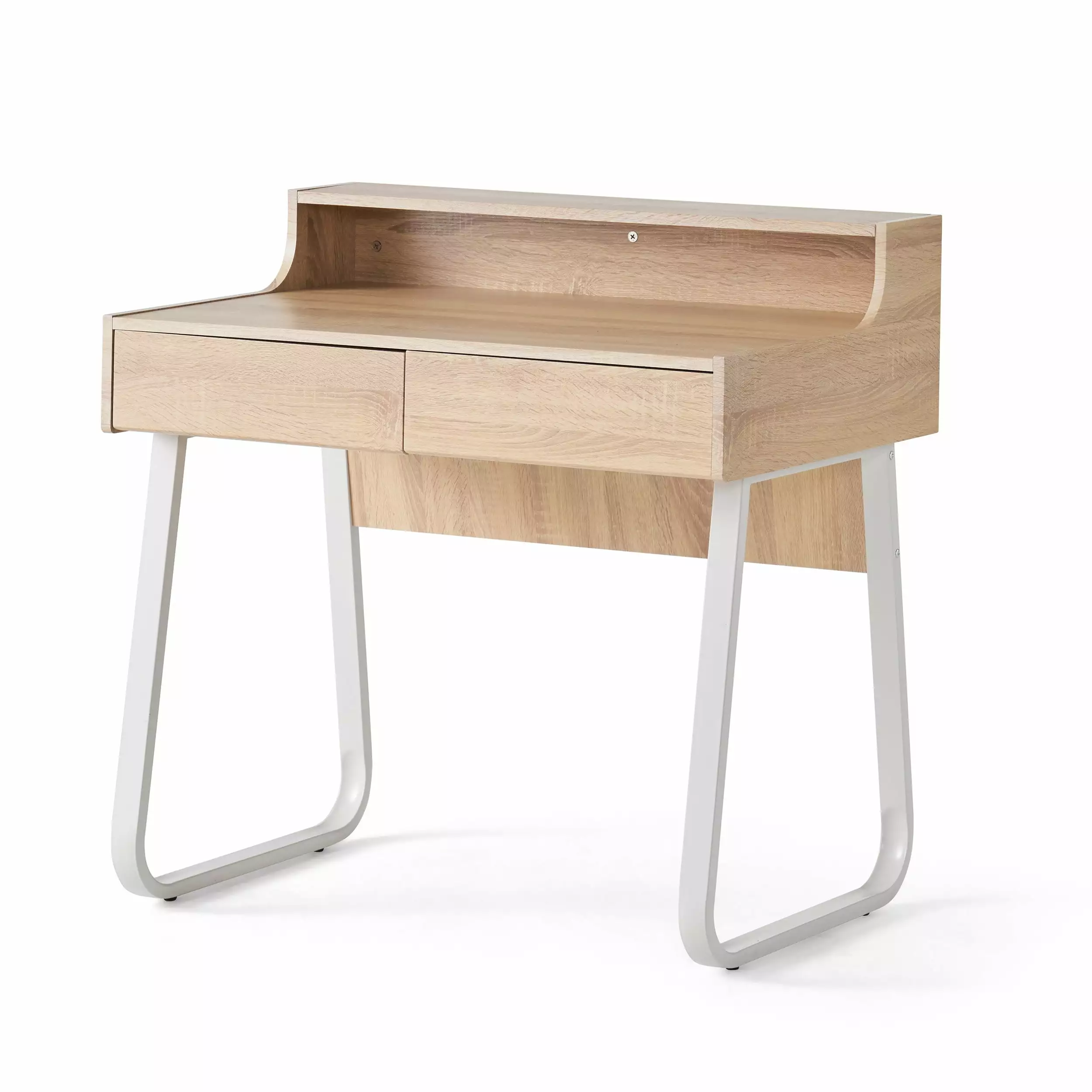 GDF Studio Troy Wood Computer Desk Drawers Oak Finish Denise Austin Home