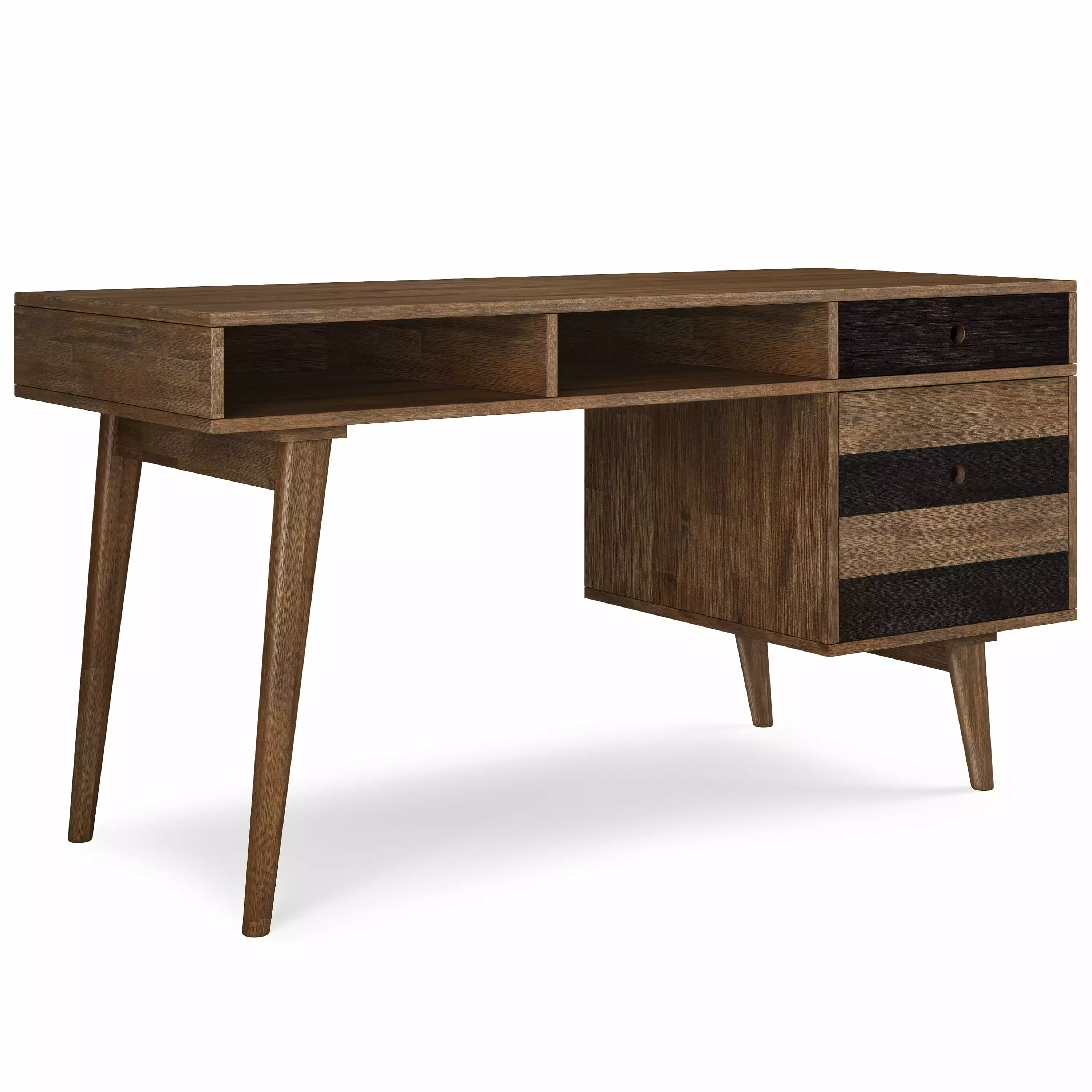 Simpli Home Clarkson Solid Acacia Wood Contemporary 60 Inch Wide Desk Rustic Natural Aged Brown