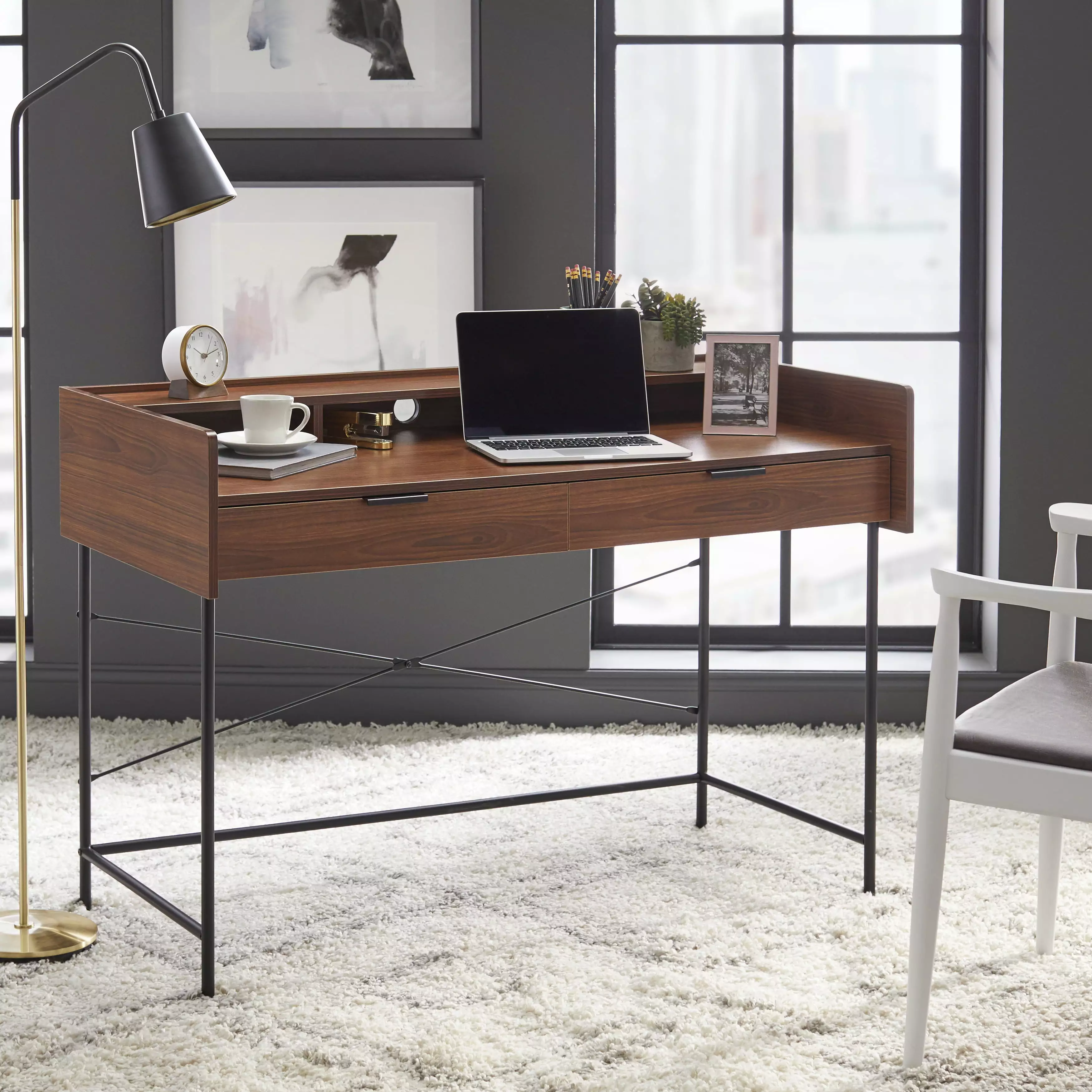 TMS Essex Walnut Desk Home Office
