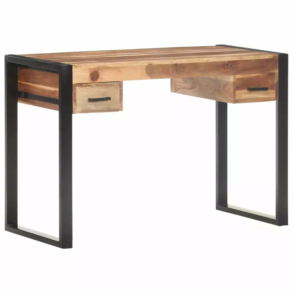vidaXL Desk 43.3x19.7x29.9 Solid Wood Sheesham Finish Modern Office Desk