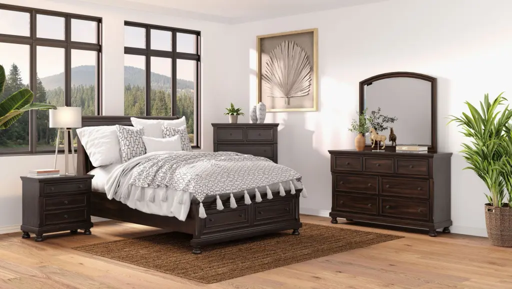 Seven Drawer Dresser Dark Cherry Finish, Solid Wood and MDF Construction ihomefurnishings