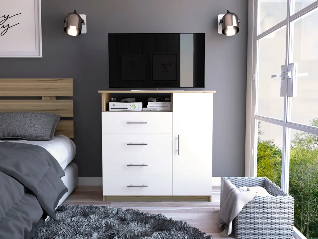 Peru 4 Drawer Dresser Single Door Cabinet Open Shelf High Quality rta mubles colombia