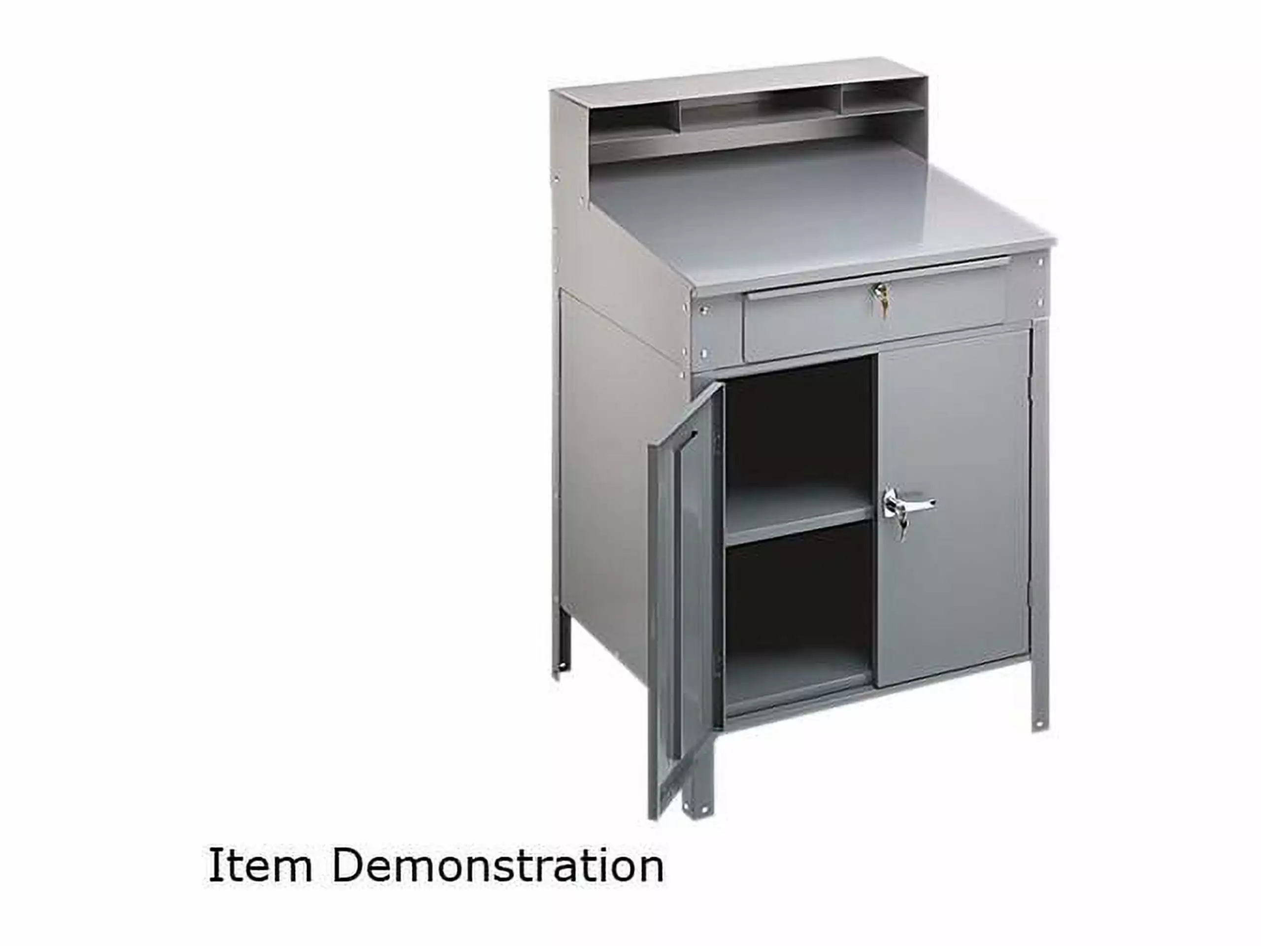 Steel Cabinet Shop Desk - 36w x 30d x 53-3/4h Medium Gray Industrial Workbench Tennsco