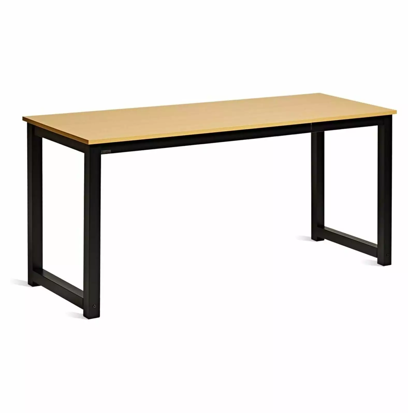 Killeryuki Modern Computer Desk 63 Large Workstation Office Desk - Industrial Oak Board Black Leg