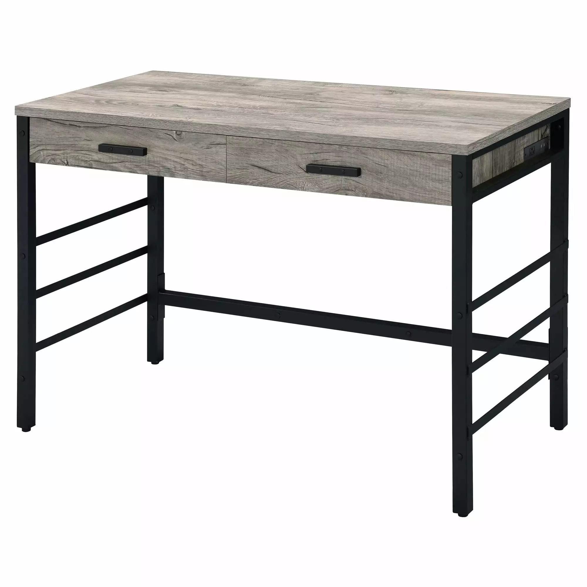 ACME Disho Writing Desk Light Weathered Oak and Black Modern Workspace Acme Furniture