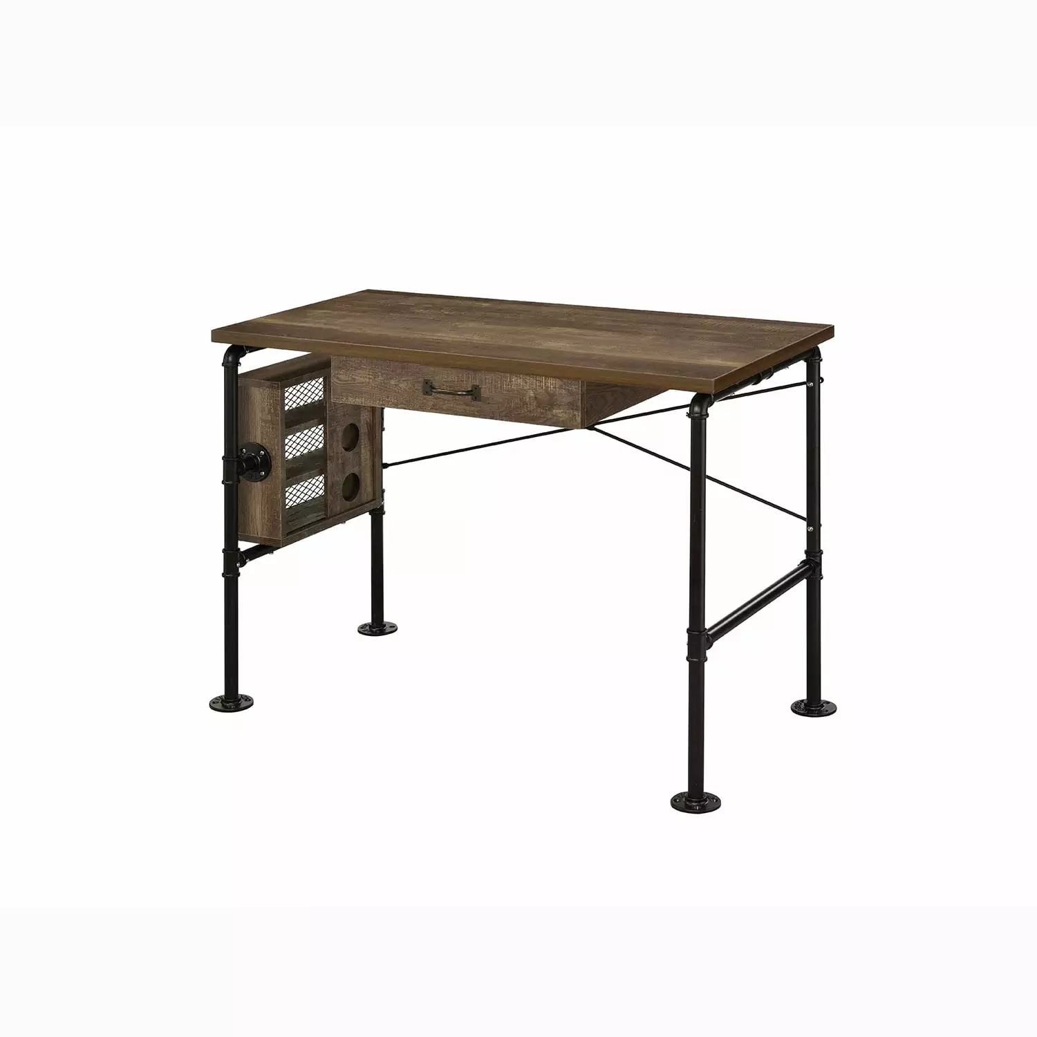 ACME Endang Wooden Top Writing Desk Weathered Oak and Black - Rustic Home Office Desk Acme Furniture