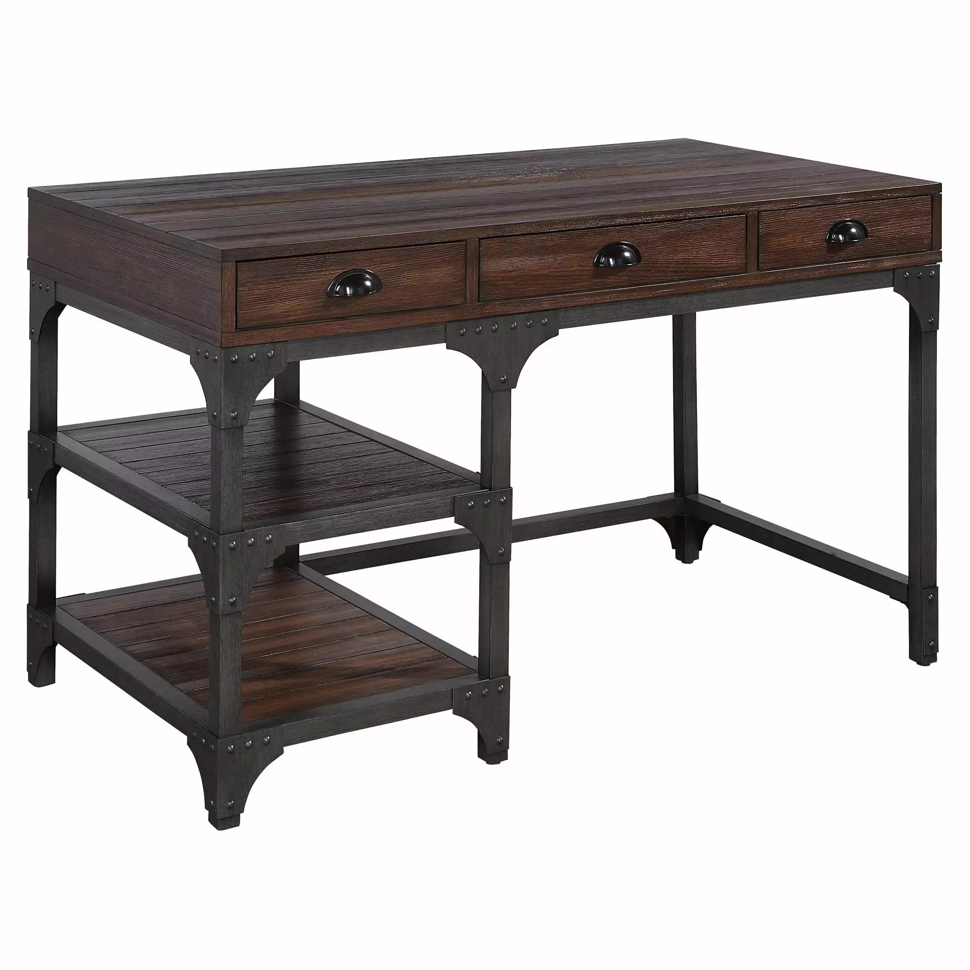 ACME Gorden Writing Desk Espresso Oak and Antique Black Home Office Desk Acme Furniture