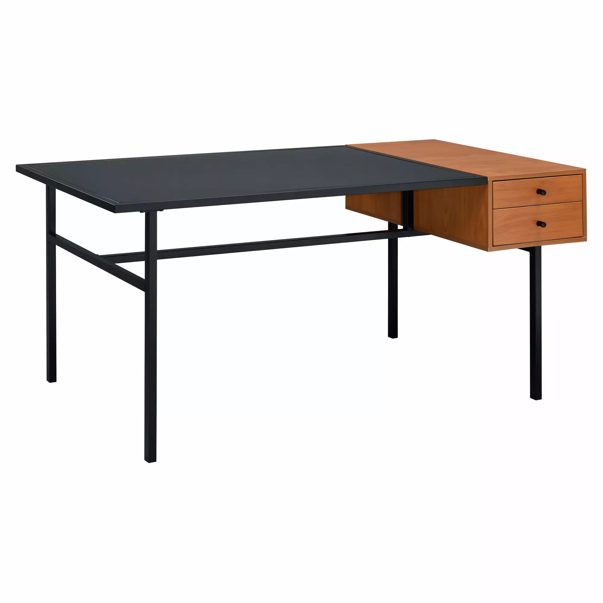 ACME Oaken Writing Desk Honey Oak and Black Classic Home Office Desk Acme Furniture