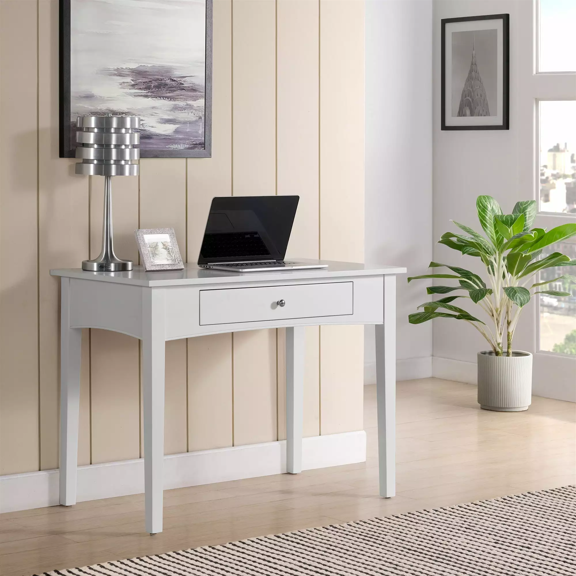 Alaterre Shaker Cottage 40W Desk White - Compact Farmhouse Style Writing Desk