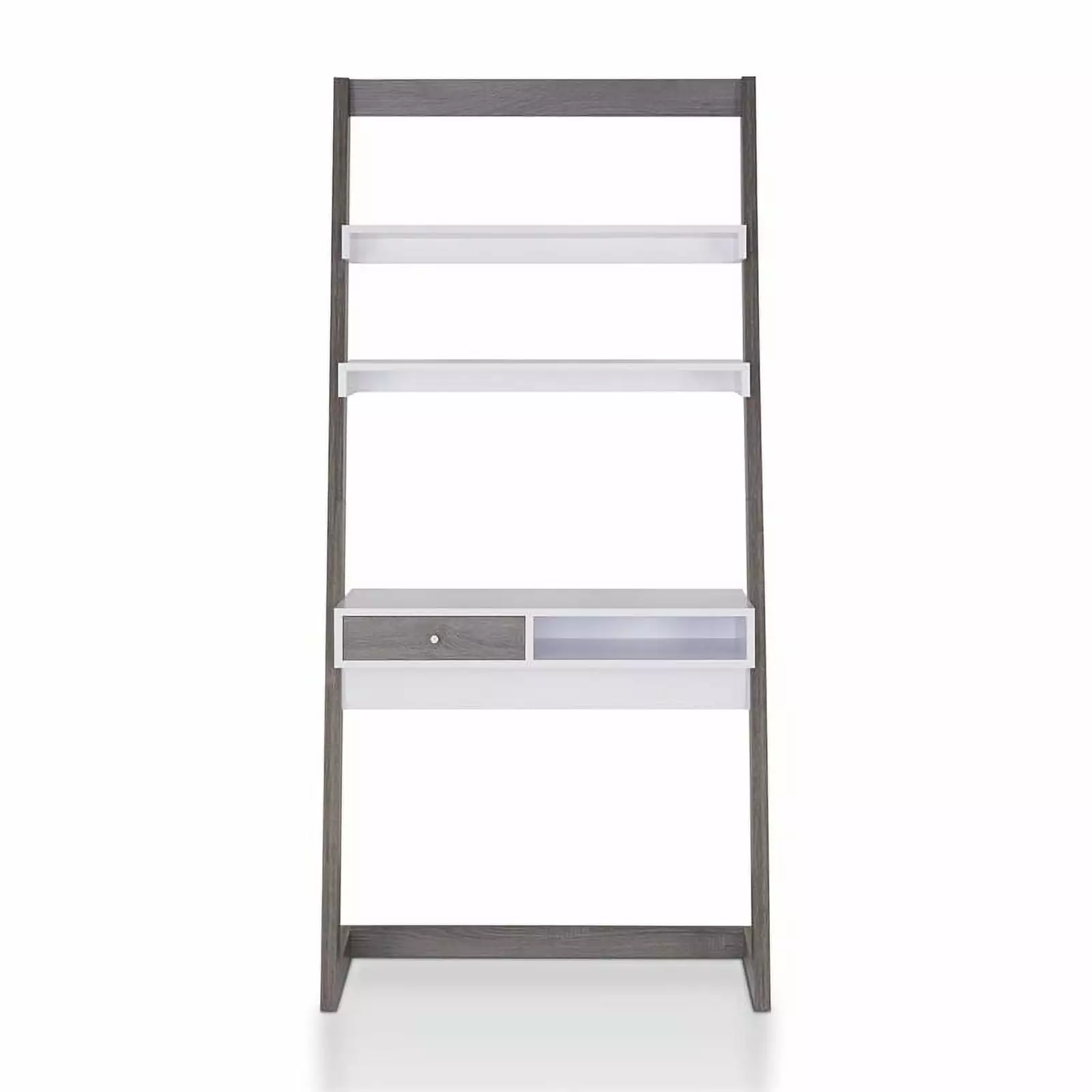 Allora Wood Writing Desk Shelves Distressed Gray - Home Office Desk Storage