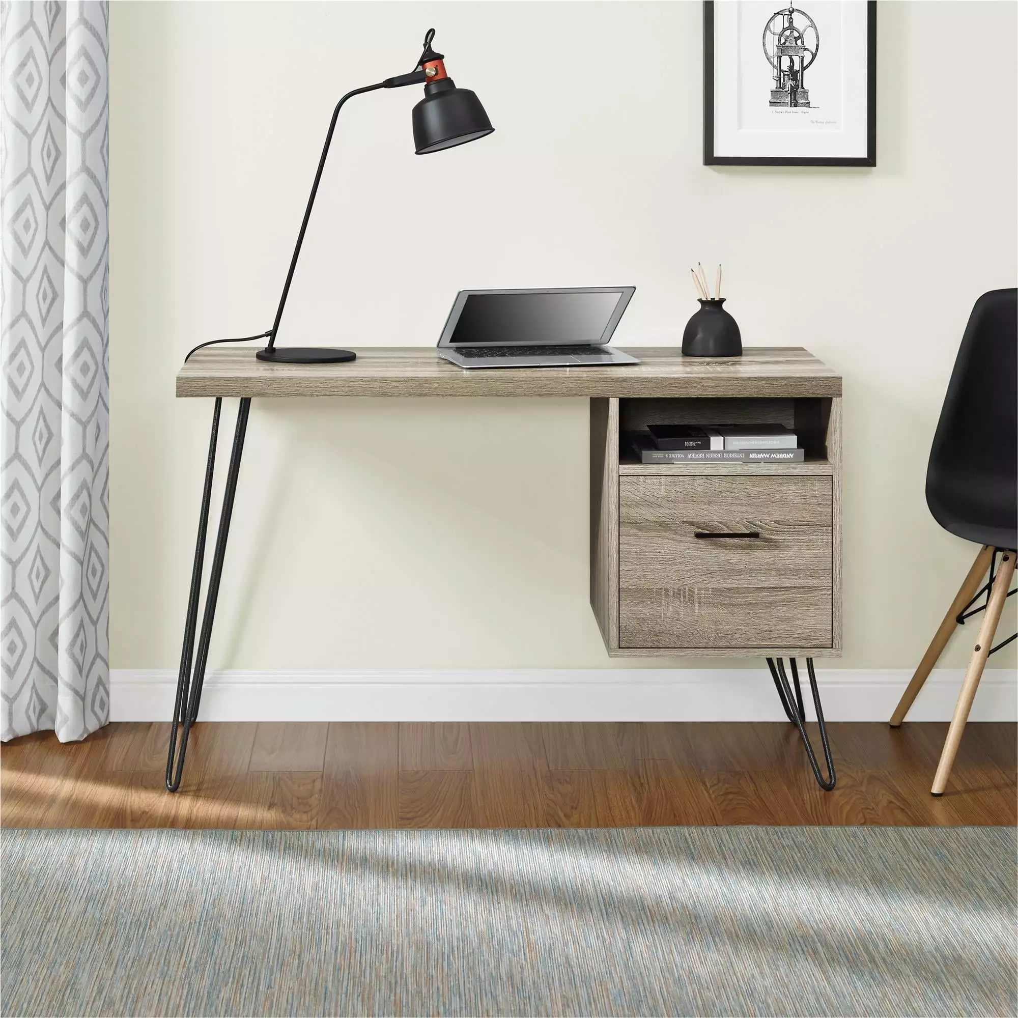 Ameriwood Home Landon Computer Desk Distressed Gray Oak Finish