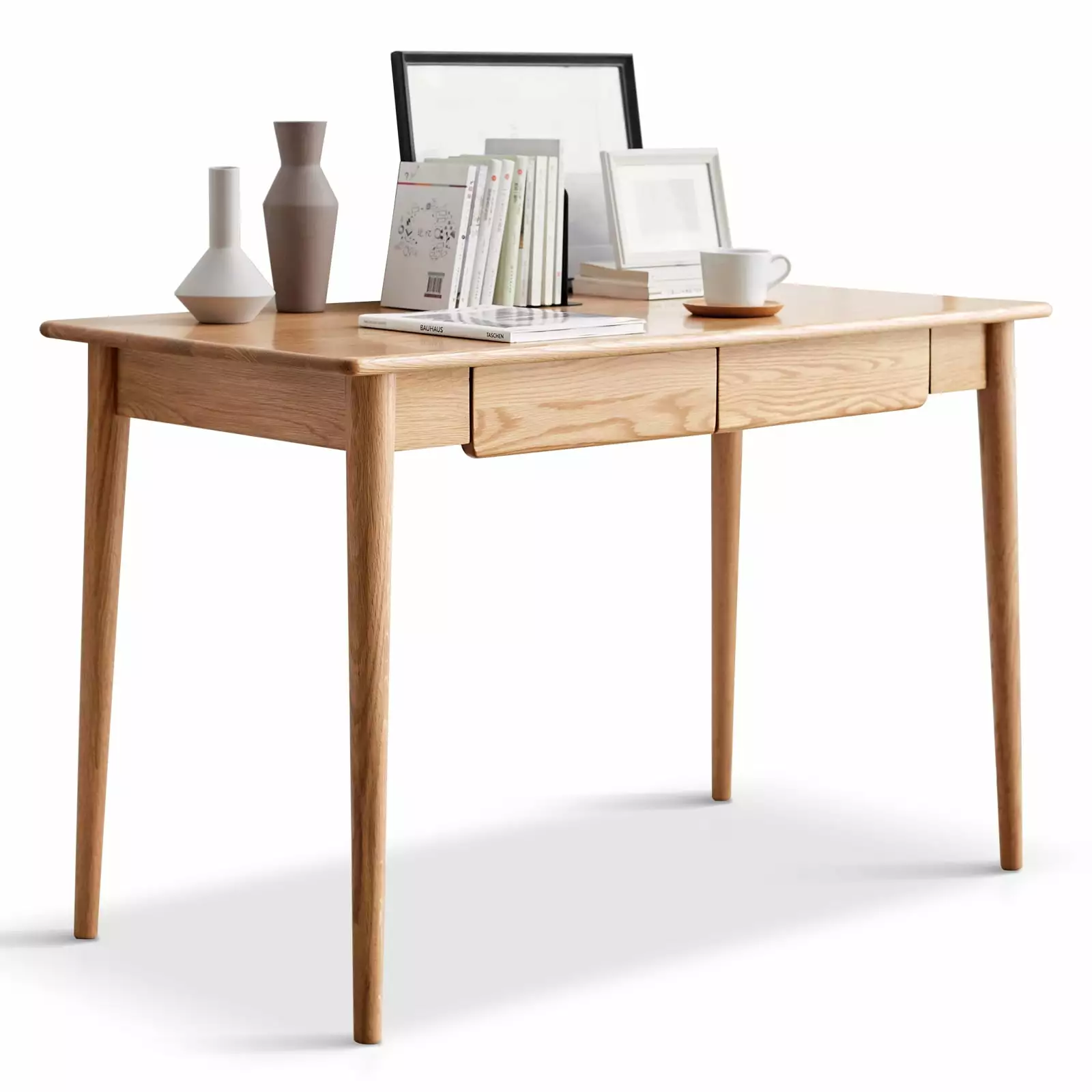 Computer Desk Natural Solid Wood Writing Desk 2 Drawers Study Desk Dressing Table Modern Furniture ARCTICSCORPION