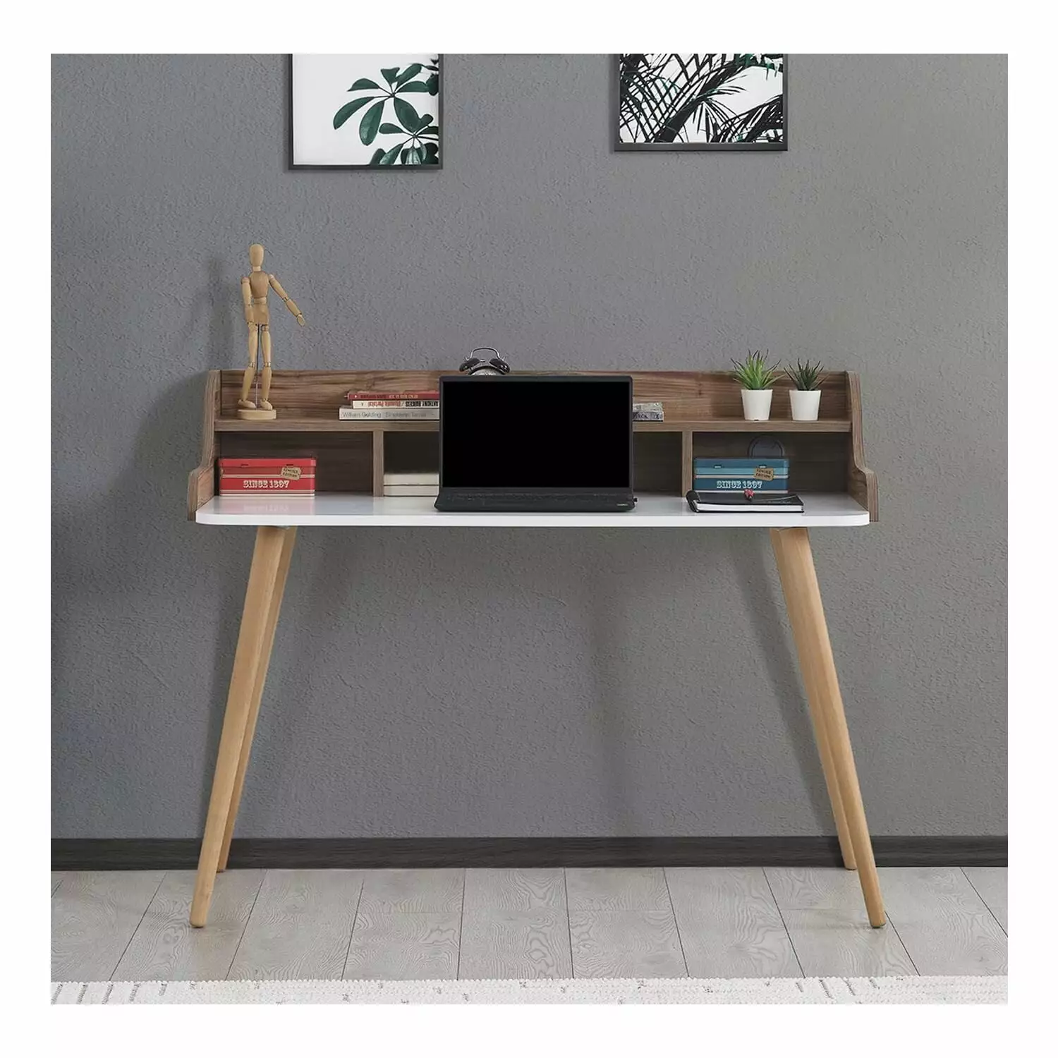 Atelier Mobili Executive Office Desk Solid Wood Mid Century Modern Writing Desk 49 inch