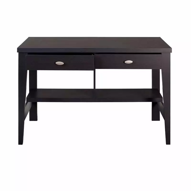Atlin Designs 2-Drawer Engineered Wood Desk Lower Shelves Dark Brown