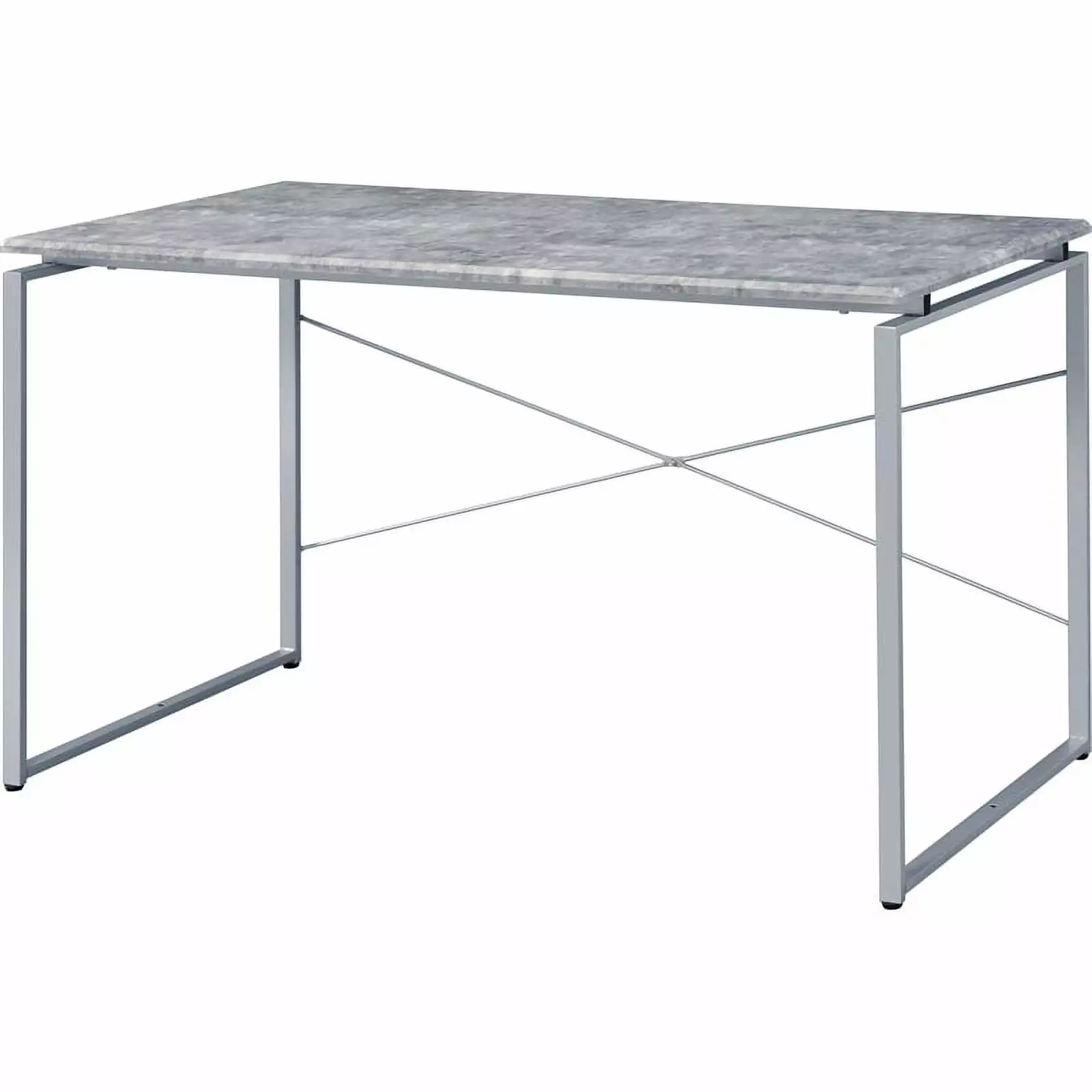 Bowery Hill Contemporary Desk Faux Concrete and Silver Modern Office Writing Table