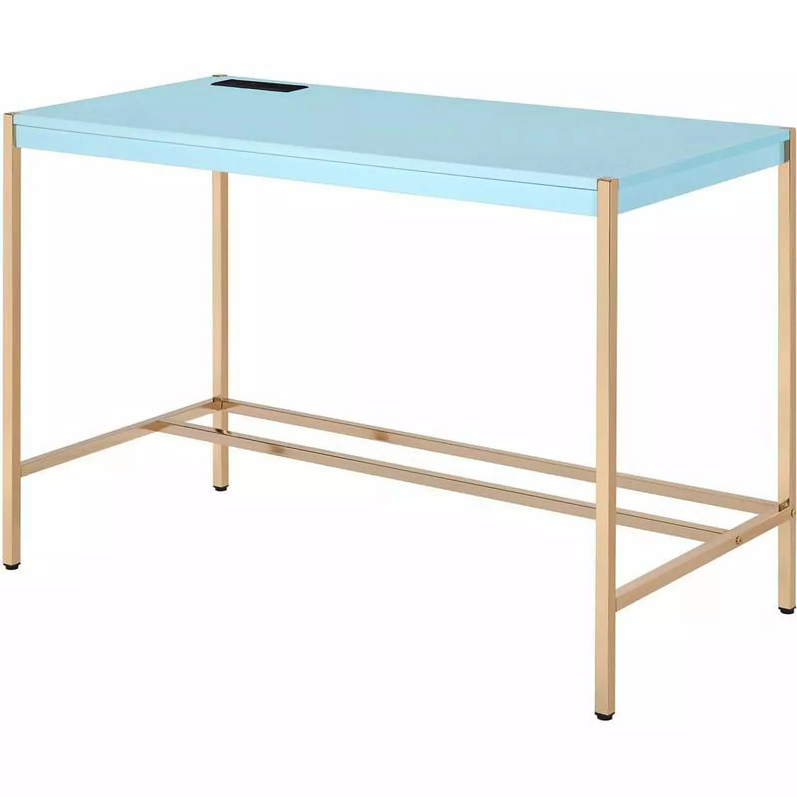Bowery Hill Contemporary Writing Desk Baby Blue & Gold Finish - Chic Home Office Desk
