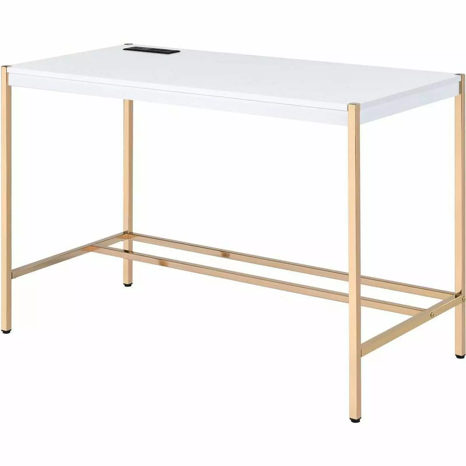 Bowery Hill Contemporary Writing Desk White & Gold Finish - Modern Office Desk
