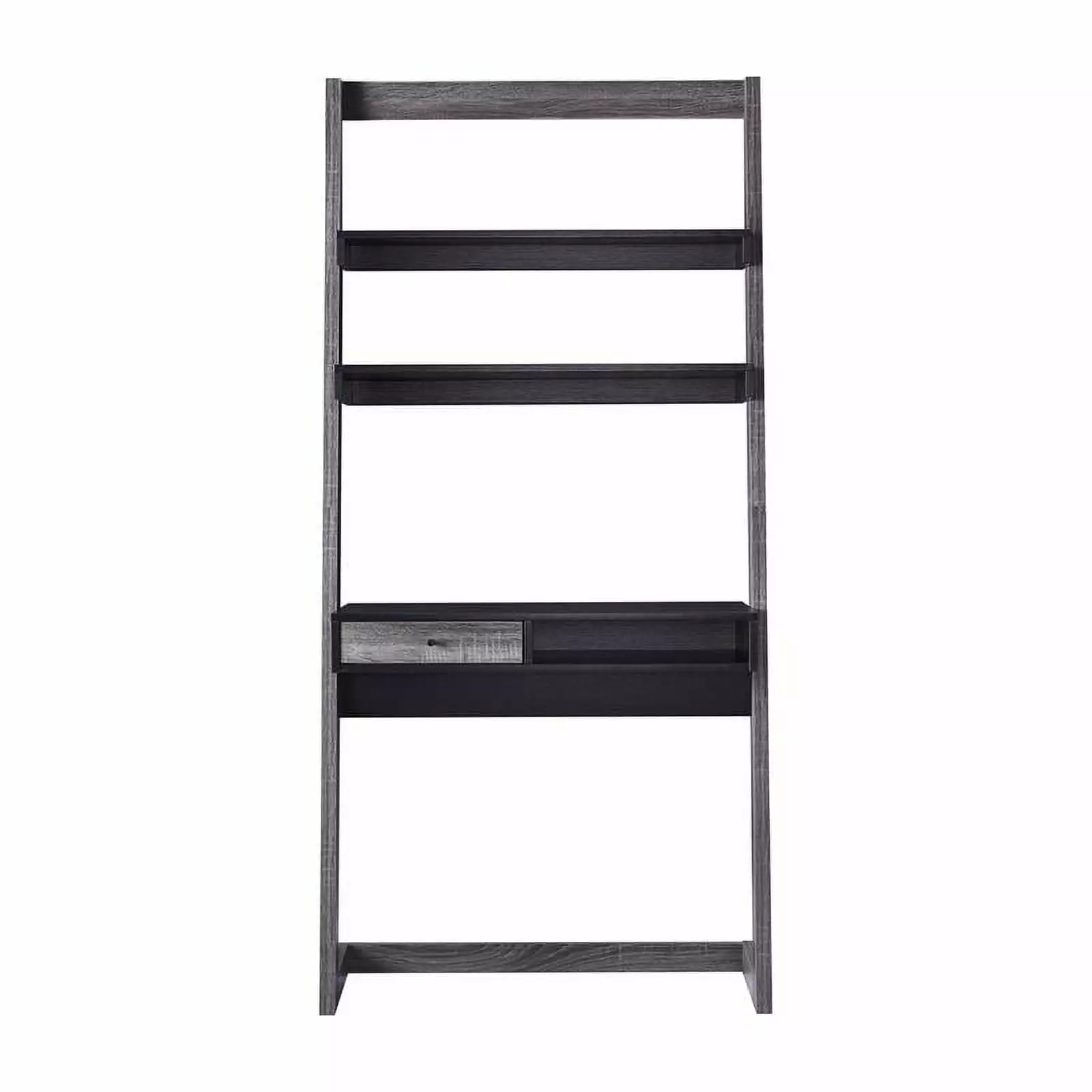 Bowery Hill Modern Wood Writing Desk Shelves Black and Gray