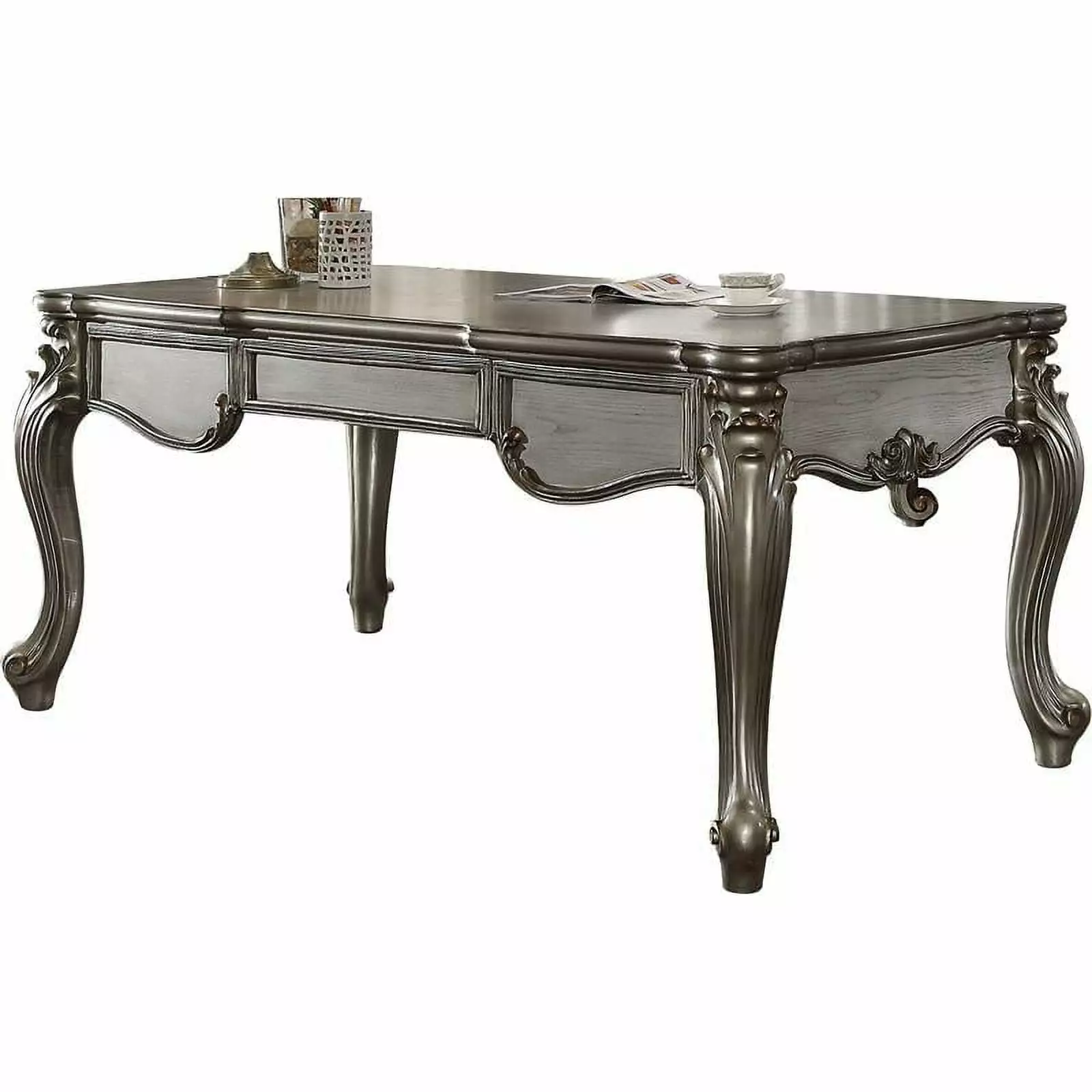 Bowery Hill Platinum Silver Executive Writing Desk 3 Drawers