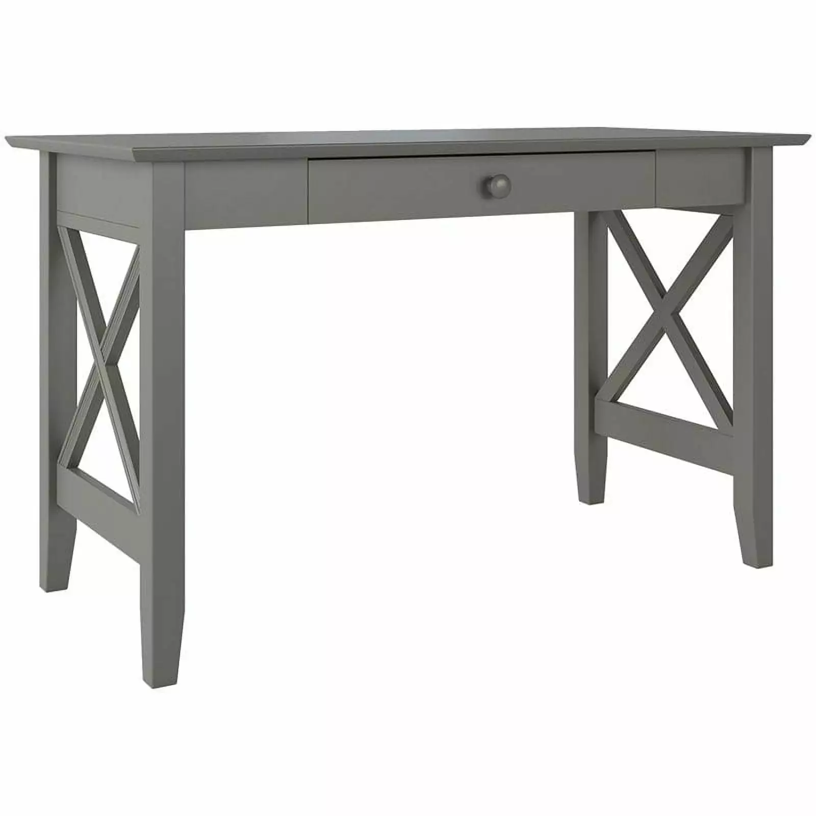 Bowery Hill Solid Wood 1-Drawer Writing Desk Gray Minimalist Design