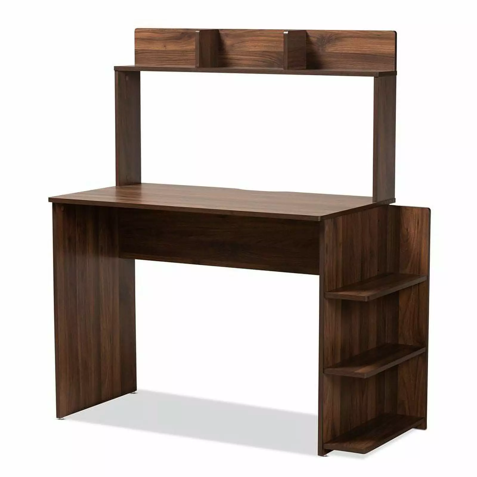 Bowery Hill Walnut Brown Finished Wood Desk Shelves