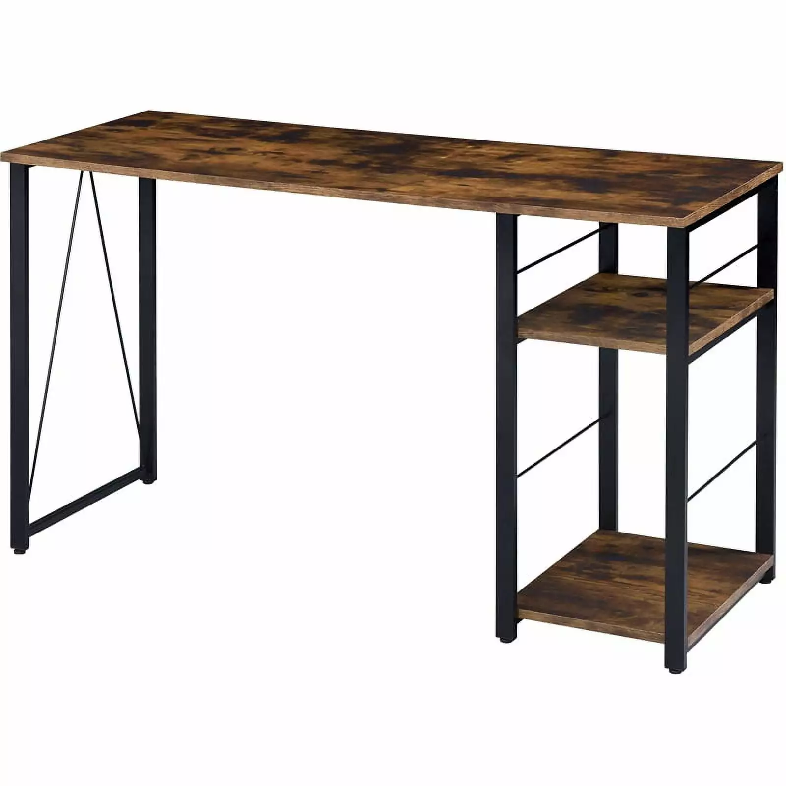 Bowery Hill Wooden Top Writing Desk Weathered Oak and Black