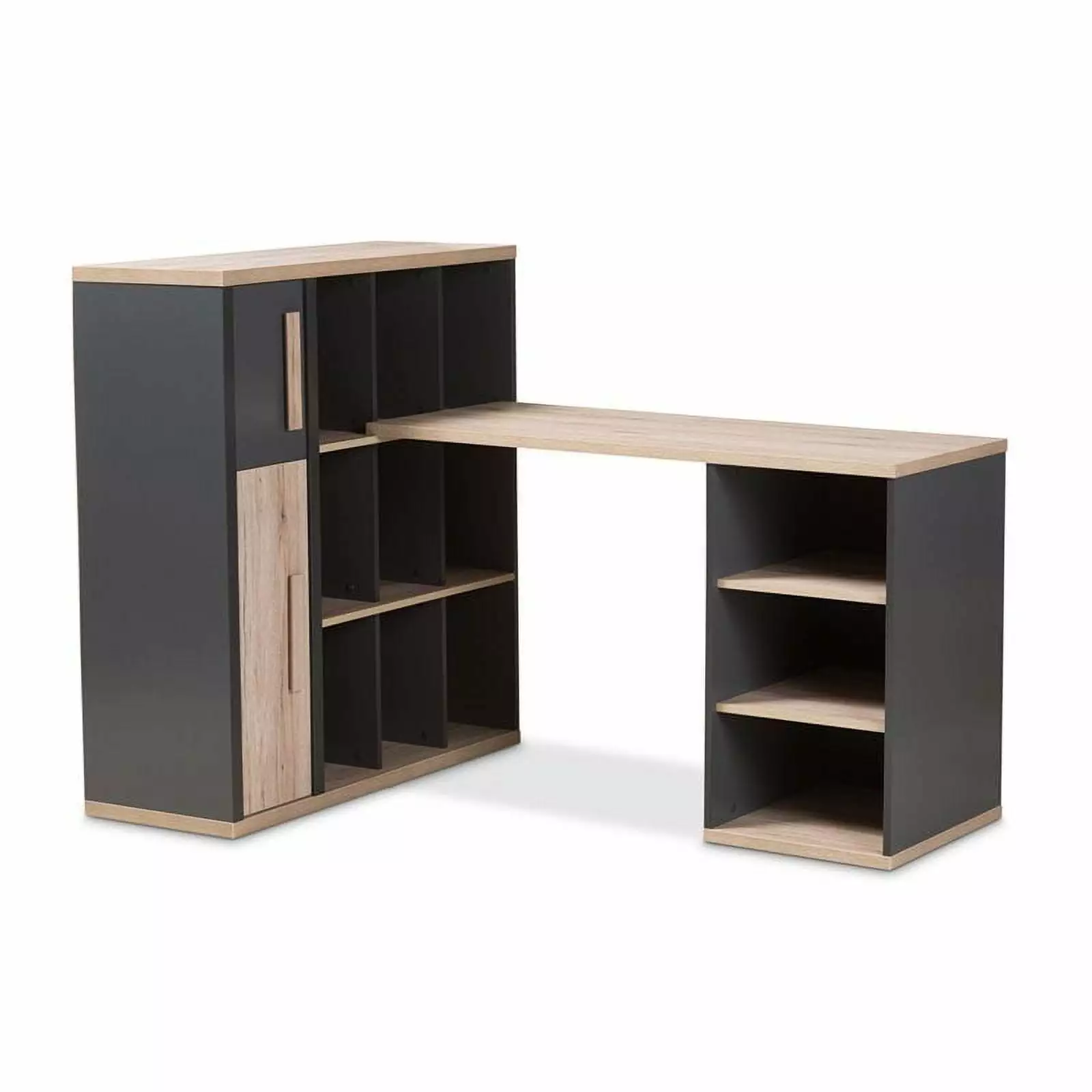 Bowery Hill Writing Desk Gray and Brown Modern Home Office Desk