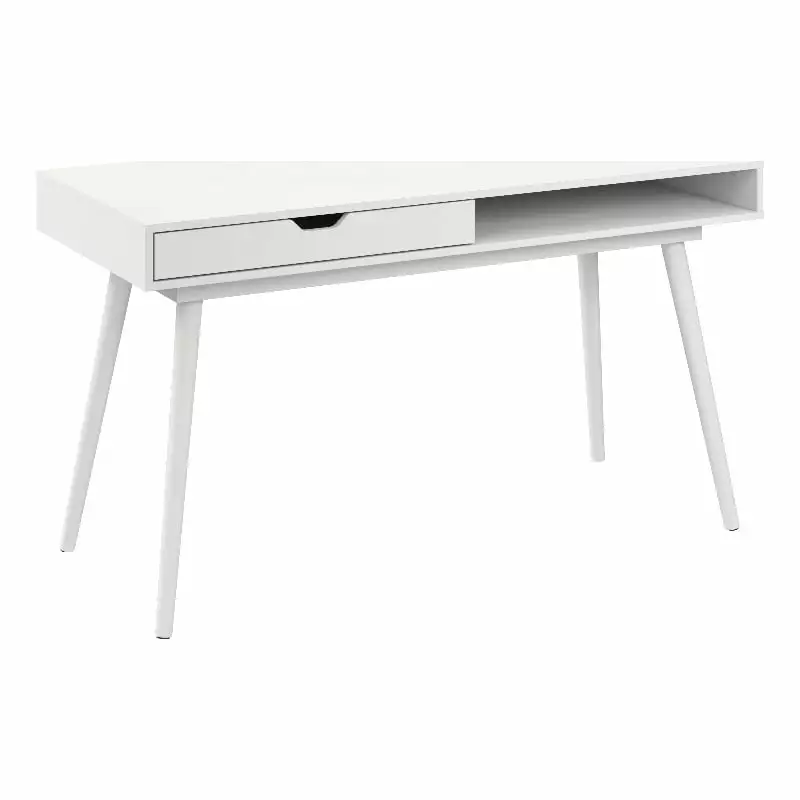 Bush Furniture Nora 54W Writing Desk Pure White Engineered Wood