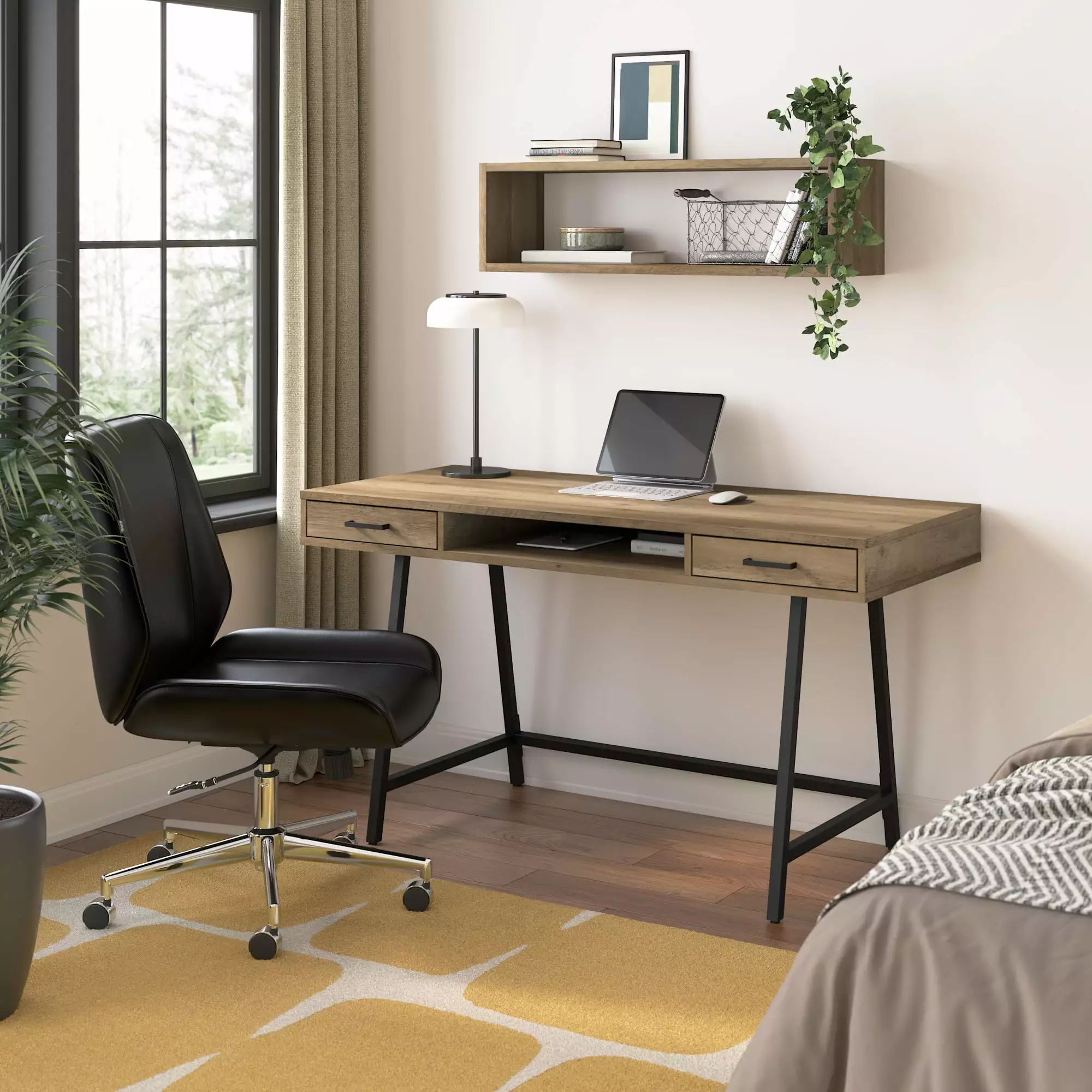 Bush Furniture Steele 54W Writing Desk Reclaimed Pine