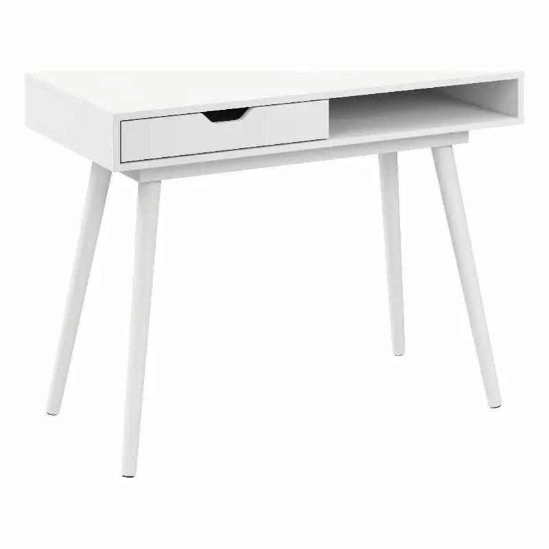 Nora 40W Writing Desk Pure White Bush Furniture Engineered Wood Compact Office Desk