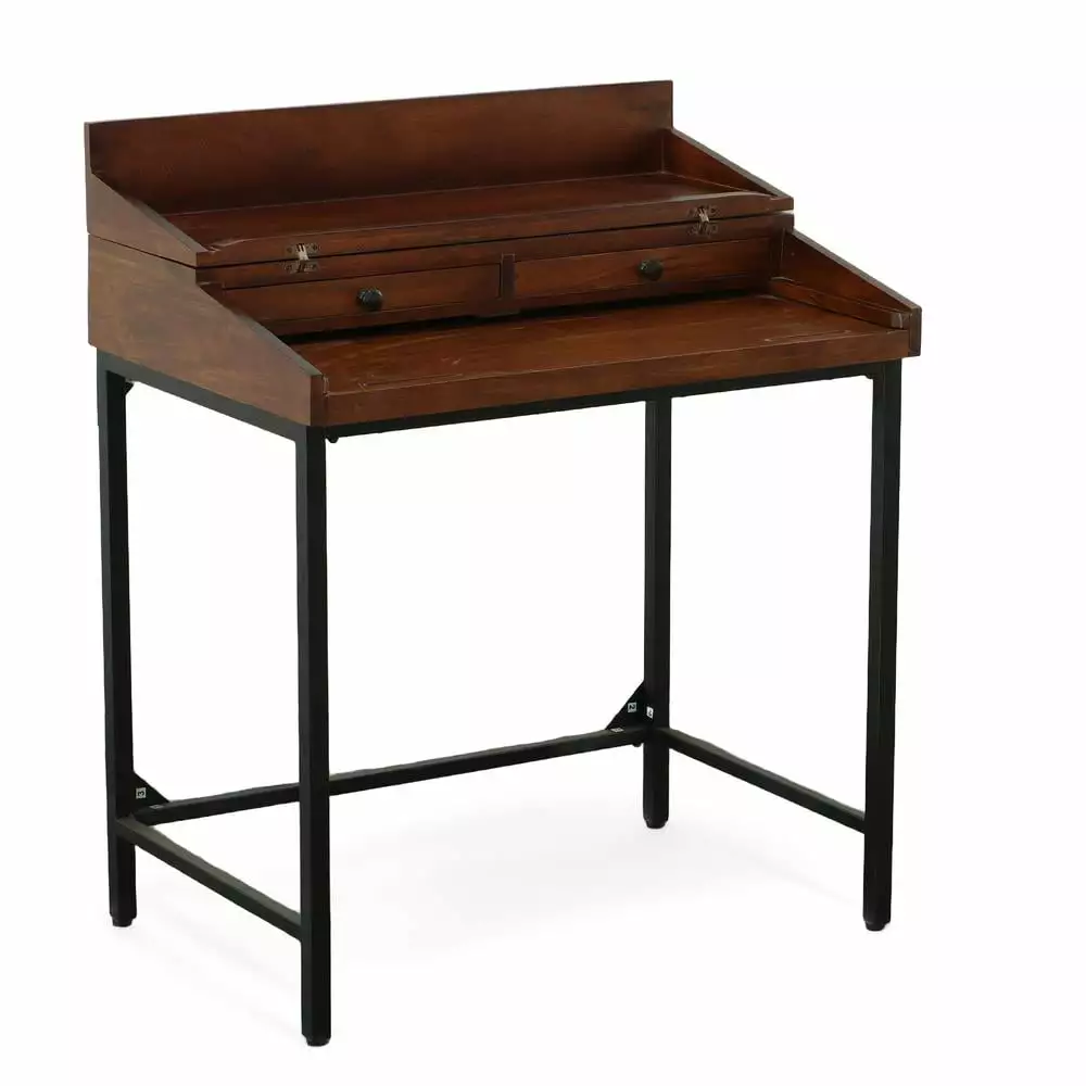 Carolina Classics Raleigh Rustic Top RTA Writing Desk Chestnut Black Office Desk Carolina Classic Furniture