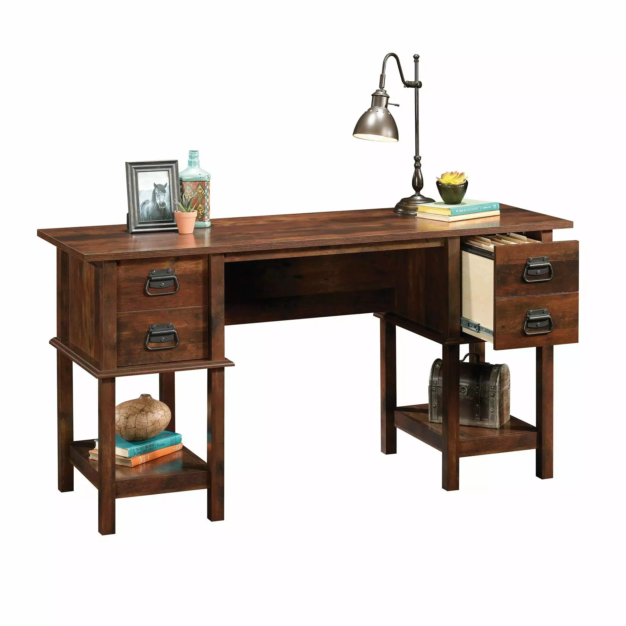CasaSole 59 Wide Desk Curado Cherry Finish Modern Office
