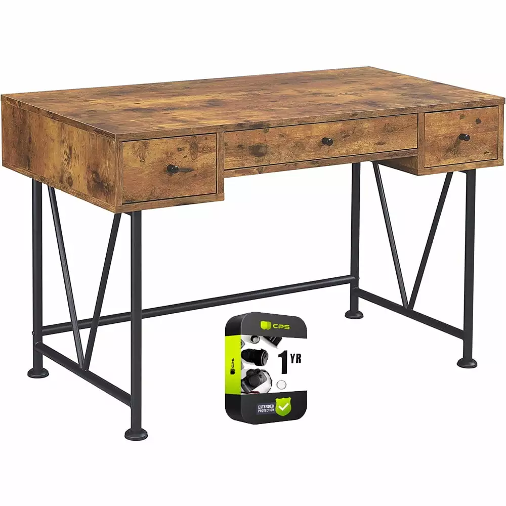 Coaster Analiese 3-Drawer Writing Desk Antique Nutmeg Black 1 YR CPS Protection Pack Coaster Company