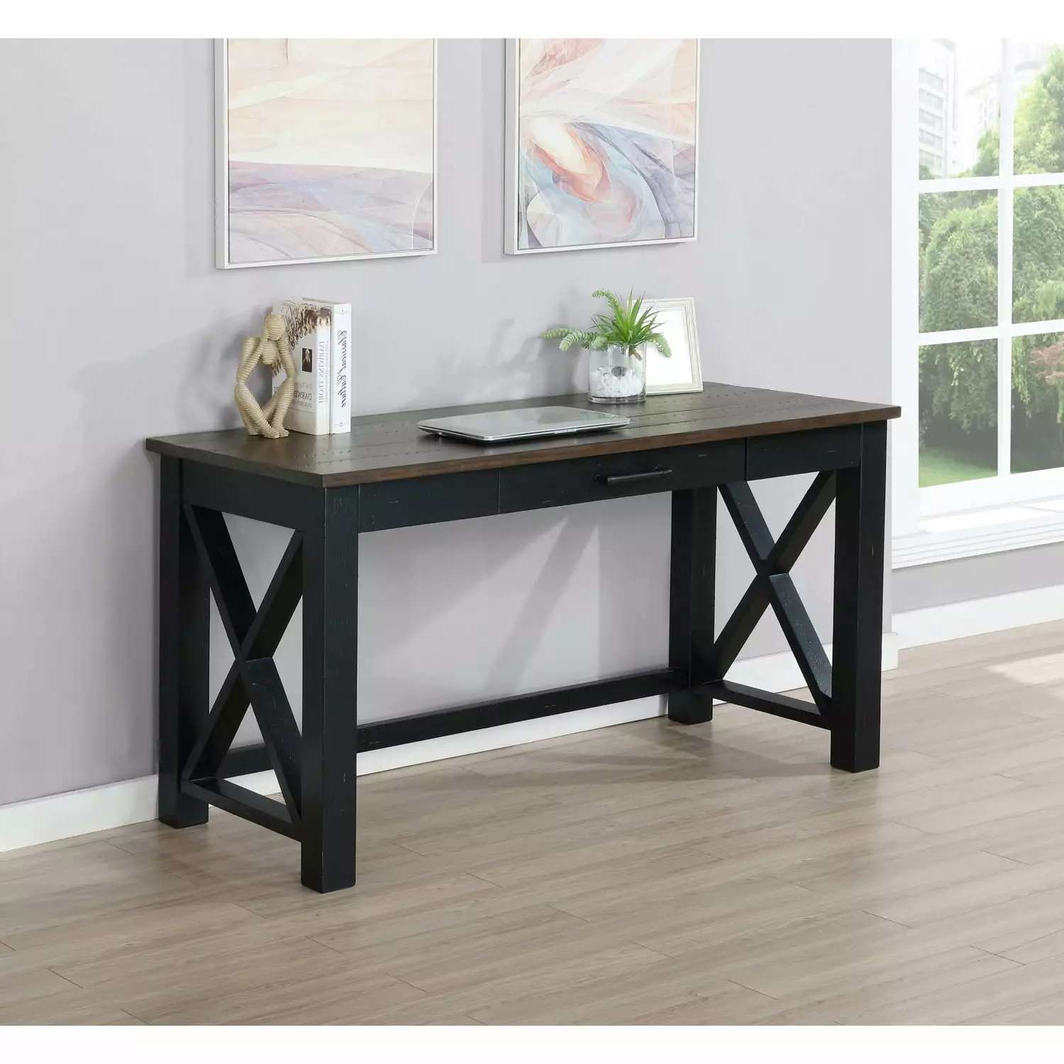 Coaster Company Deerfield Writing Desk Rustic Latte and Vintage Black - Elegant Home Office Desk
