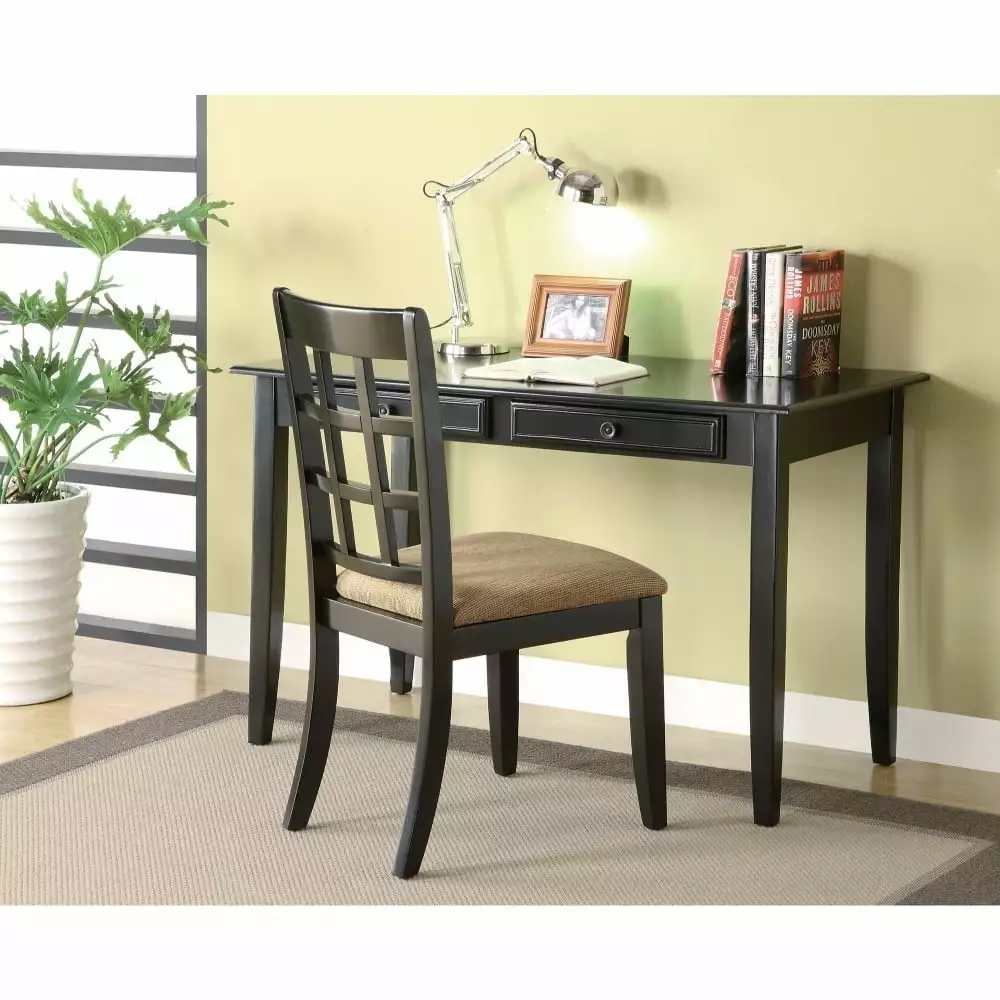 Newton 2-Piece Black and Tan Writing Desk Set Modern Home Office Coaster Company