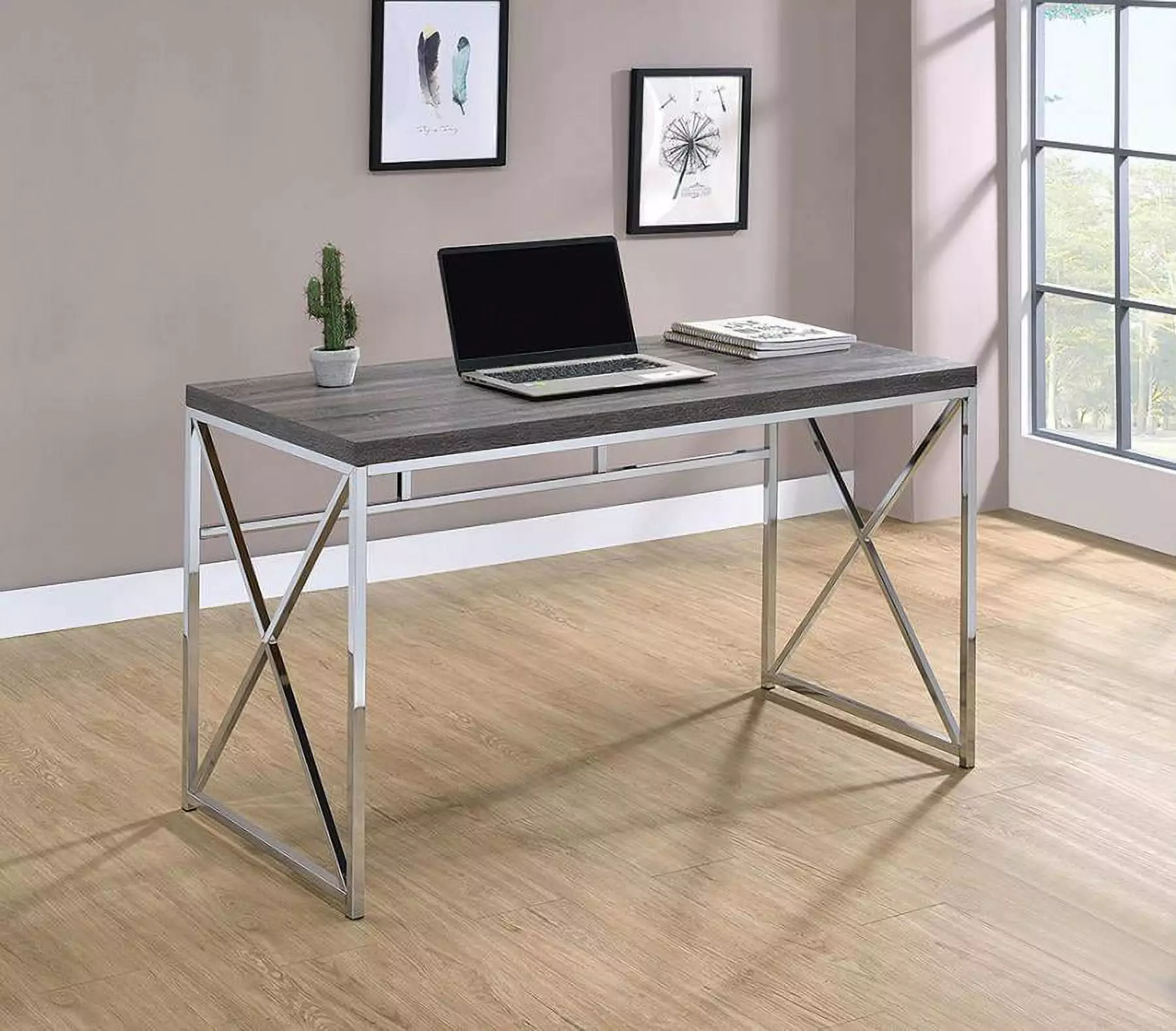 Transitional Weathered Grey Writing Desk Home Office Coaster Company