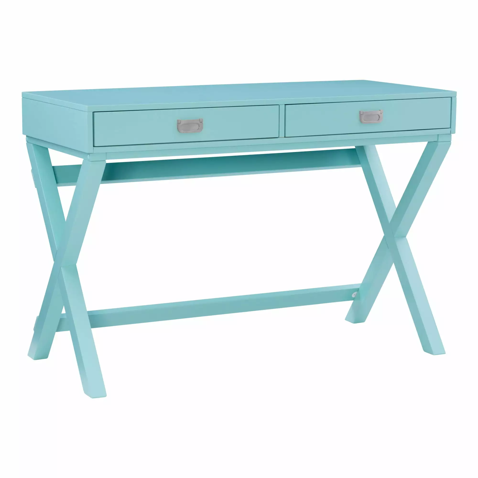 Contemporary Home Living Campaign Style Writing Desk 44 Inch Blue Home Office Desk