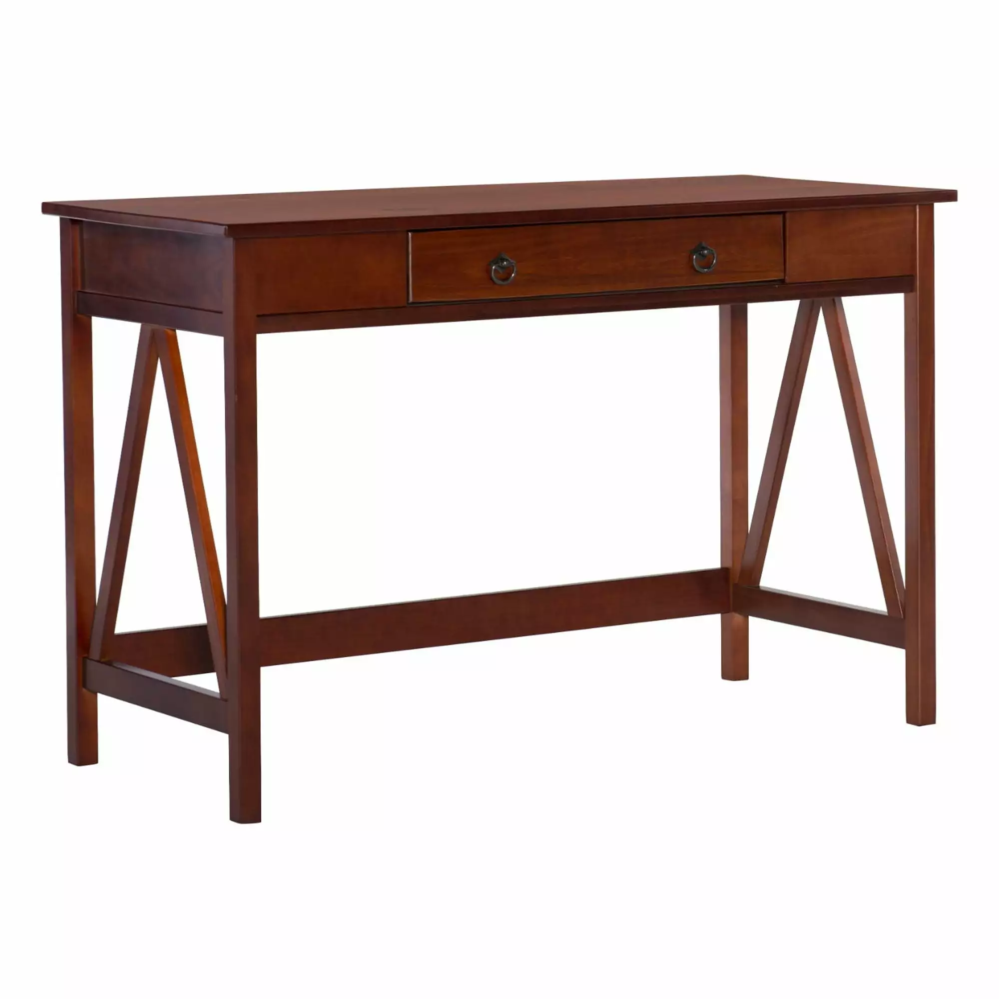 Contemporary Home Living Writing Desk Wide Drawer - 46 Inch Antique Tobacco Brown