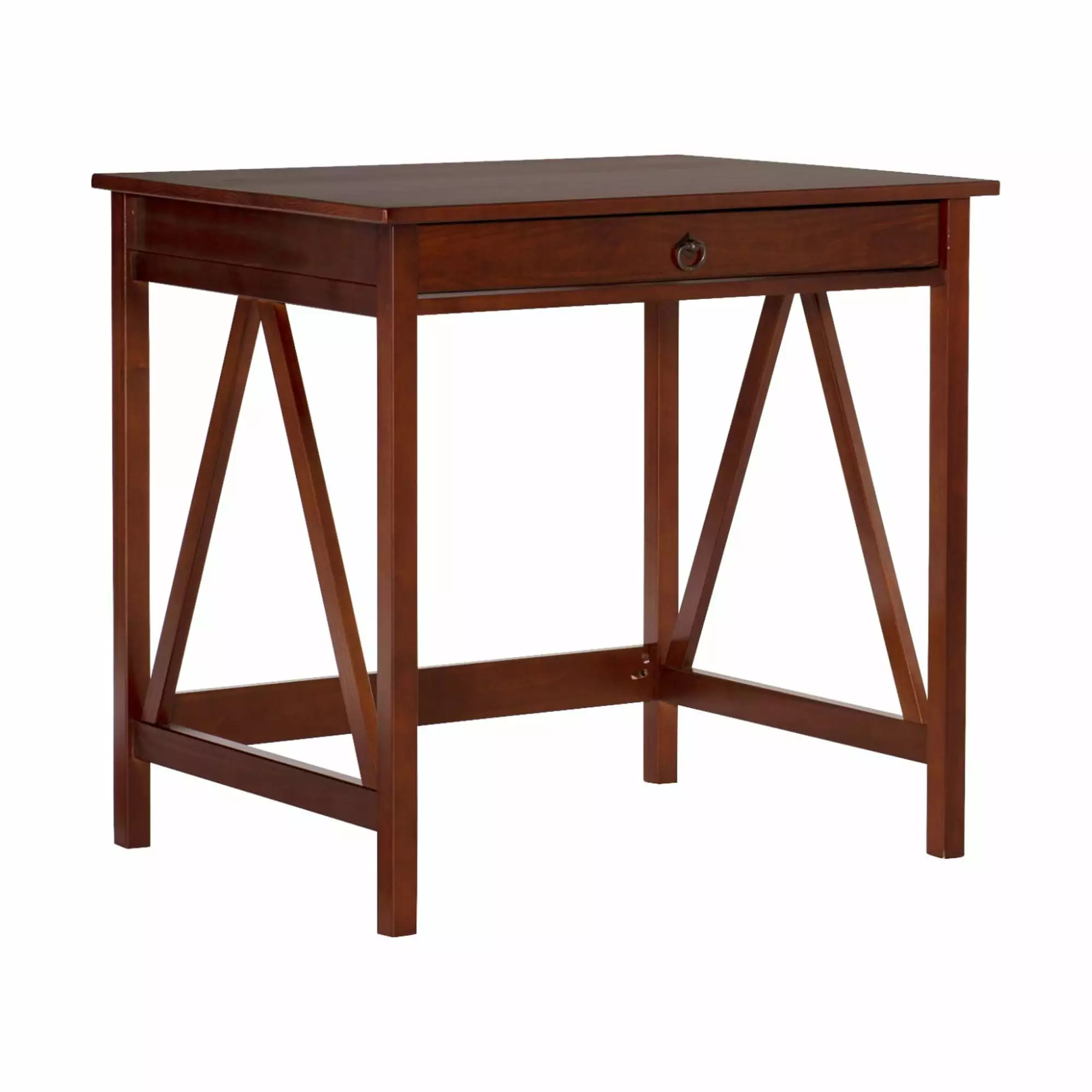 Contemporary Home Living Writing Desk Wide Drawer - 31.25 Antique Tobacco Brown