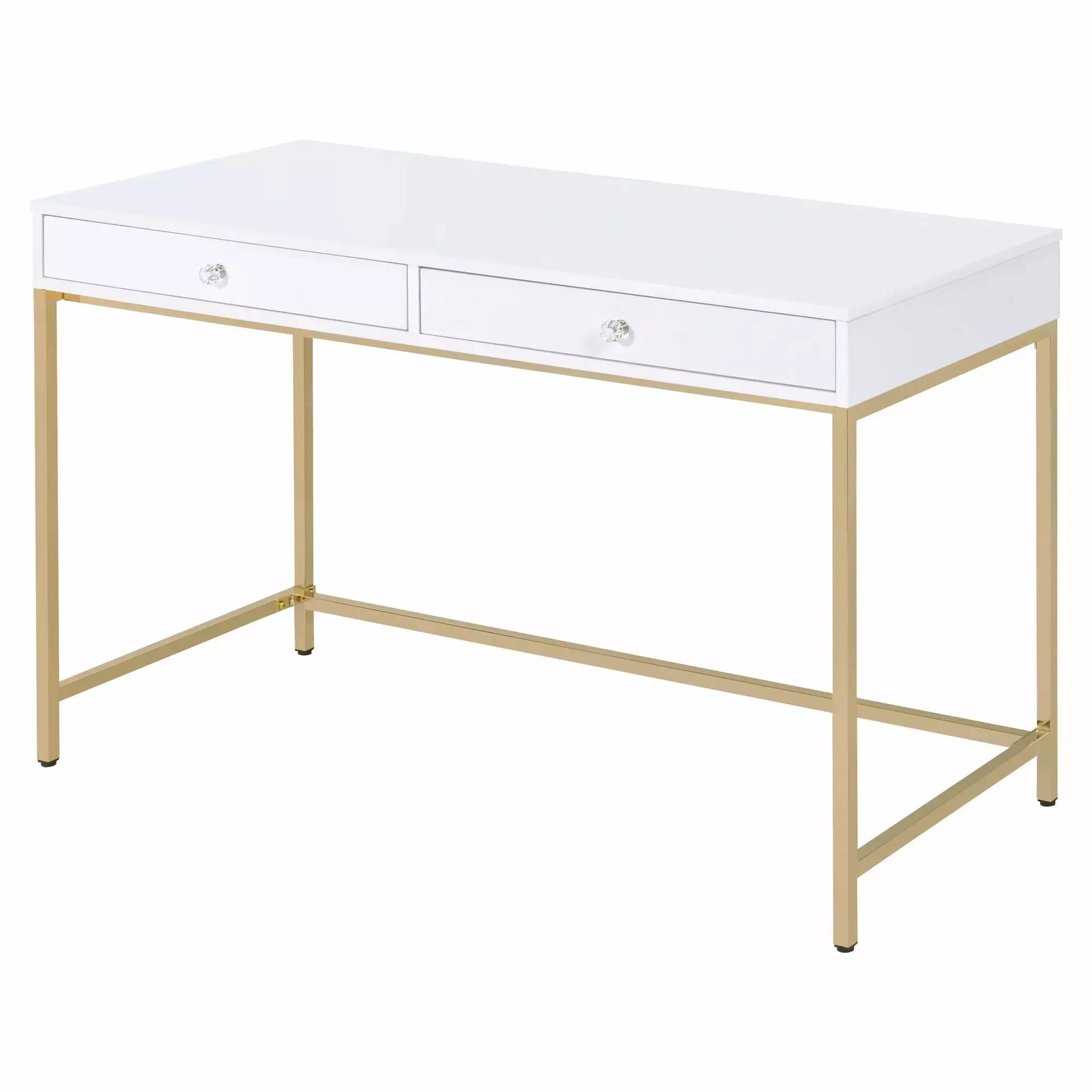 CoSoTower Ottey Storage Writing Desk White High Gloss and Gold