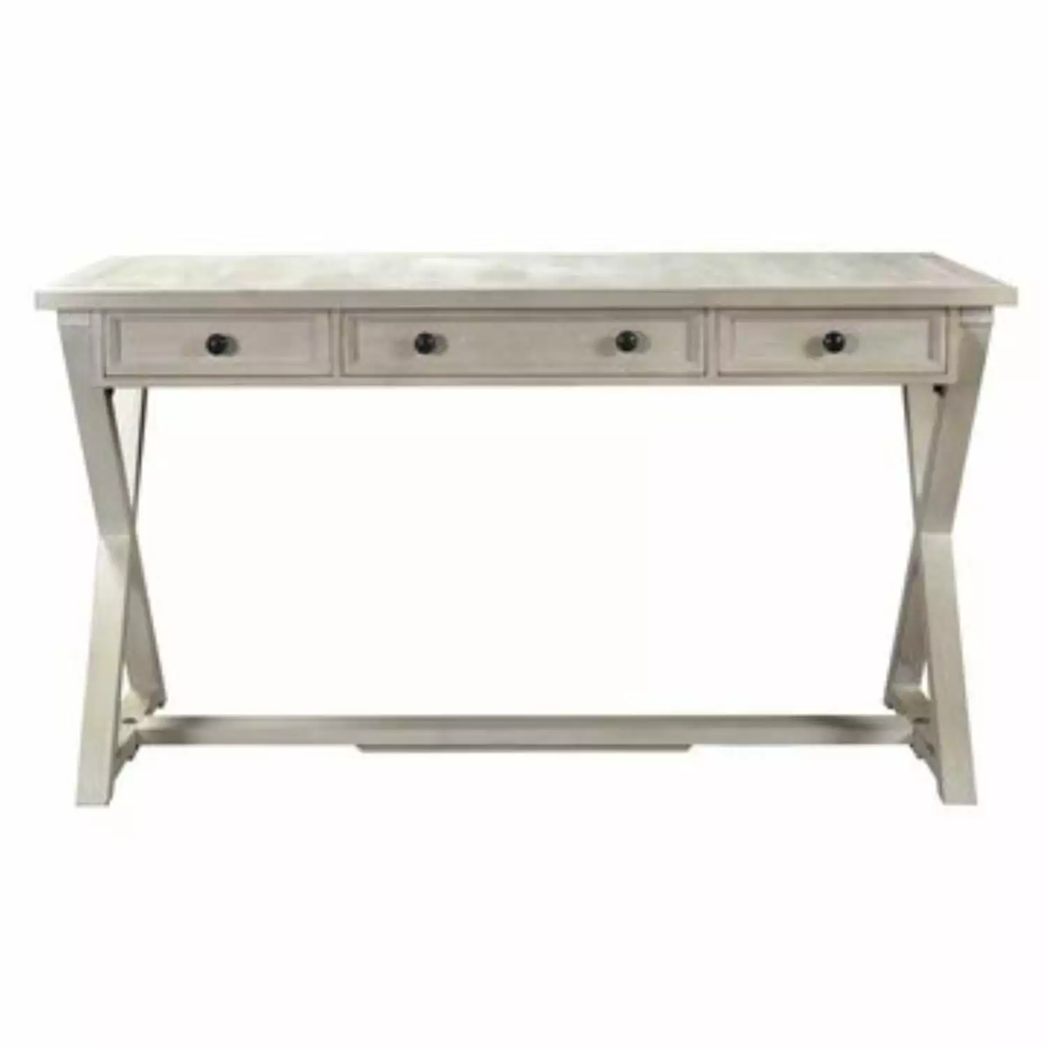 Crestview Bengal Manor Acacia Wood White Wash 3 Drawer Desk - Farmhouse Style Writing Desk Crestview Collection