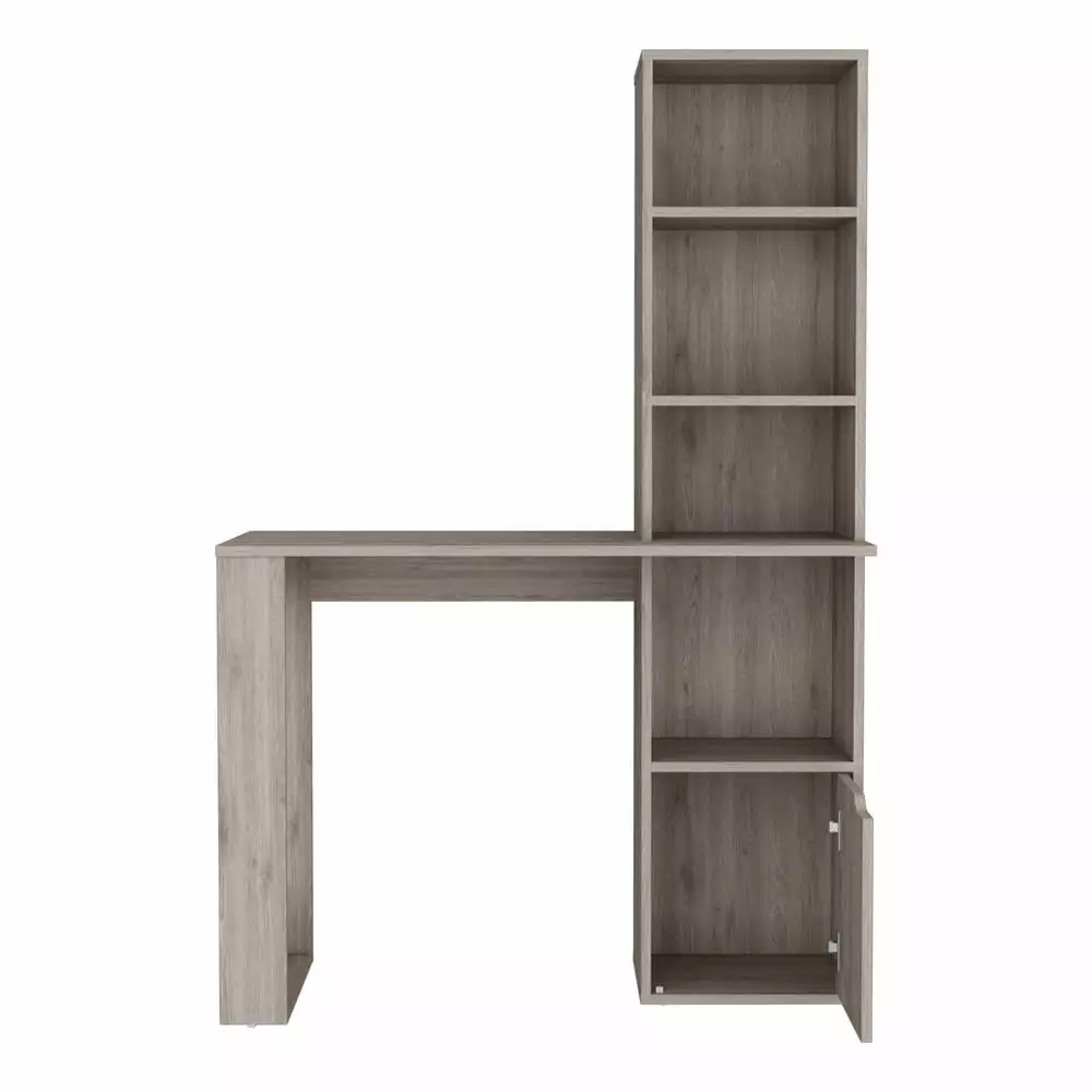 Depot EShop Ripley Engineered Wood Writing Desk Bookcase and Cabinet Gray