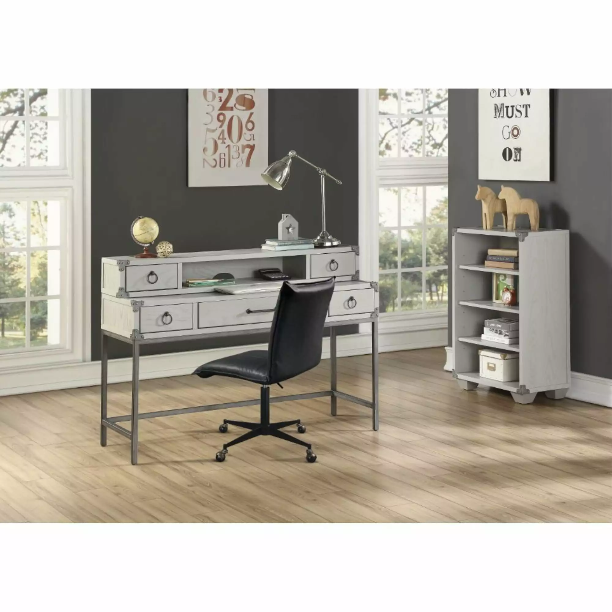 Ergode Hutch Desk Gray Home Office Writing Desk