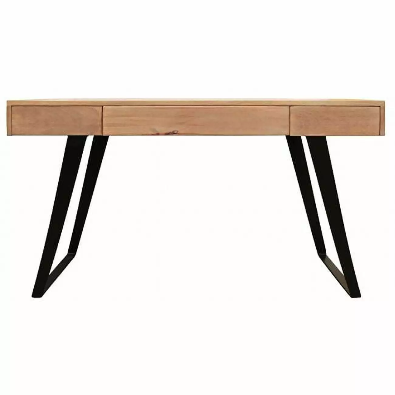 54 . Natural Black & Mango Solid Wood Writing Desk Three Drawers - Spacious Office Desk Fancy Fixtures